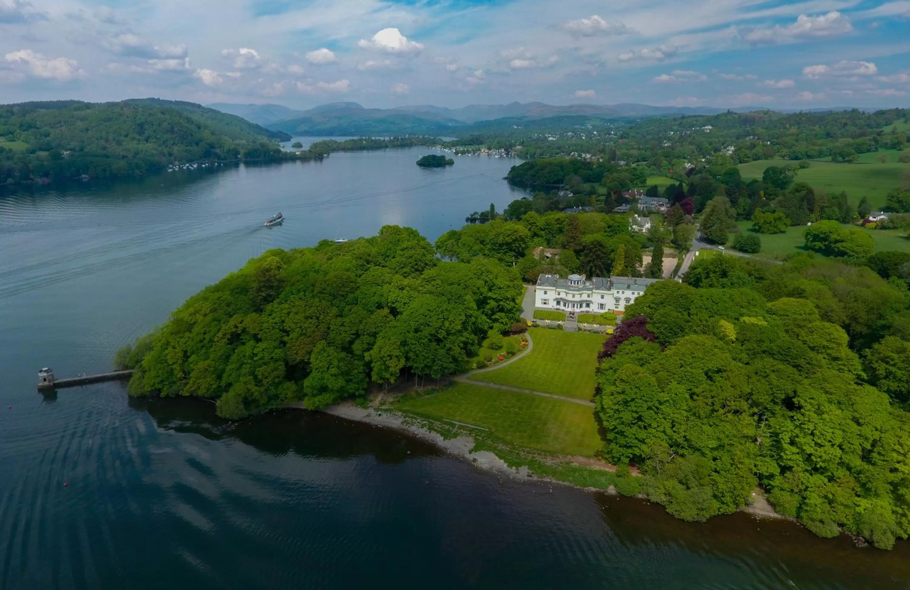 Bird's eye view in Storrs Hall Hotel on the shore of Lake Windermere