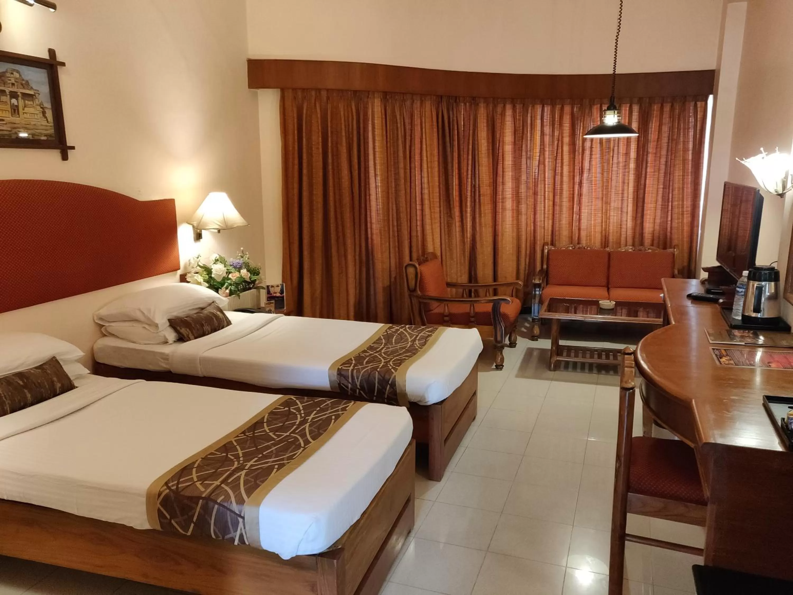 Photo of the whole room, Bed in Malligi,Hampi