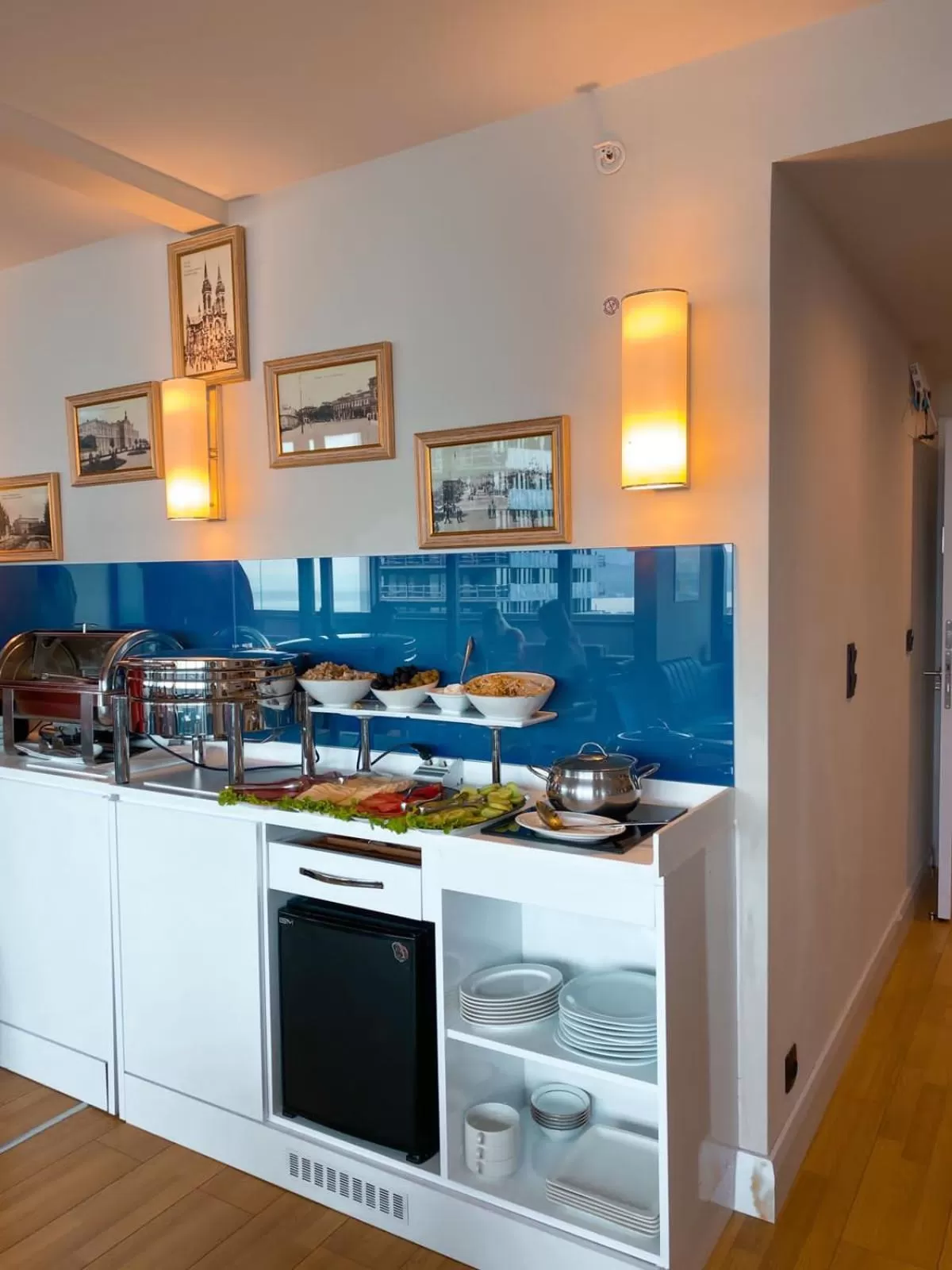 Kitchen or kitchenette in Elegance Sea View Aparthotel In Orbi City Batumi