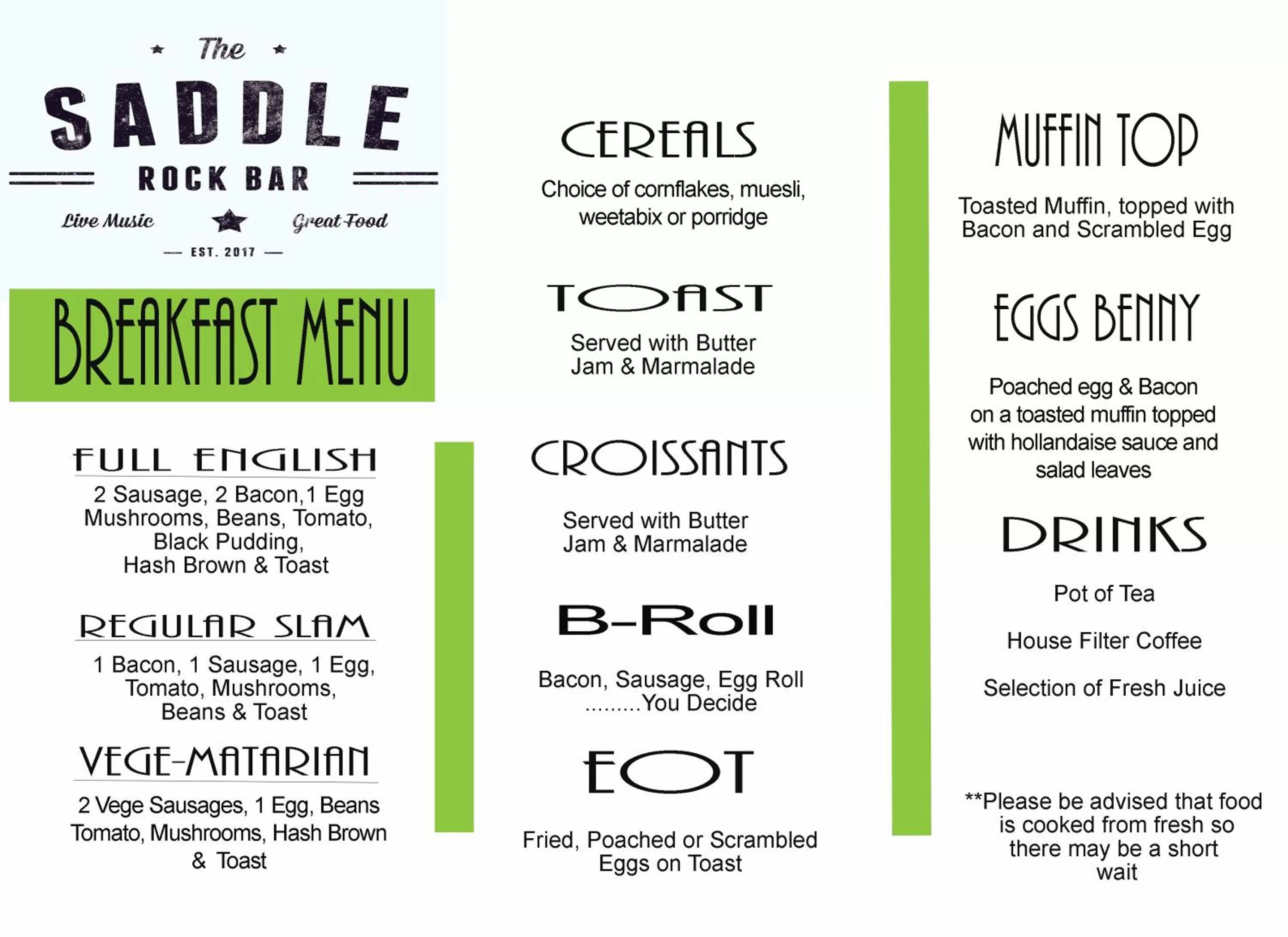 English/Irish breakfast in The Saddle Inn