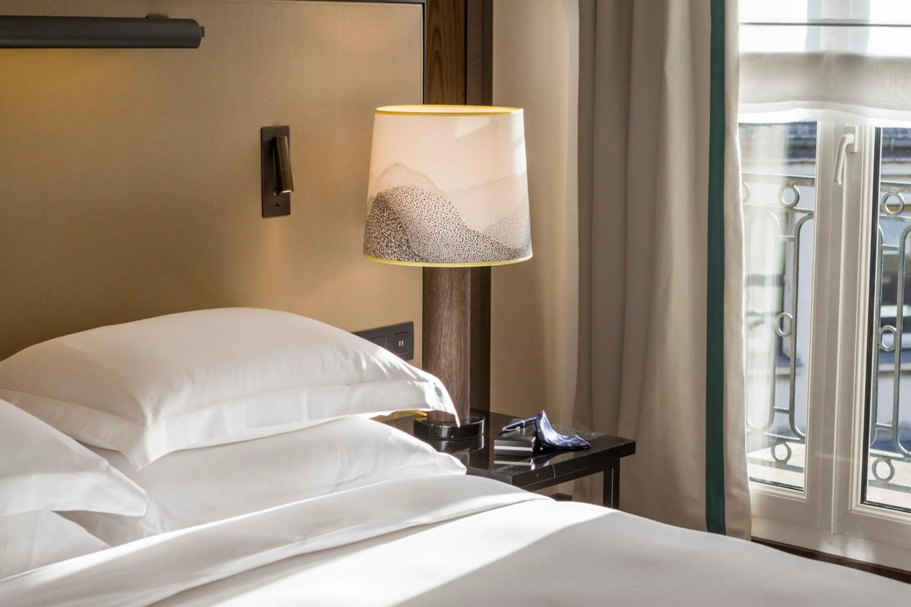Decorative detail, Bed in Hyatt Paris Madeleine