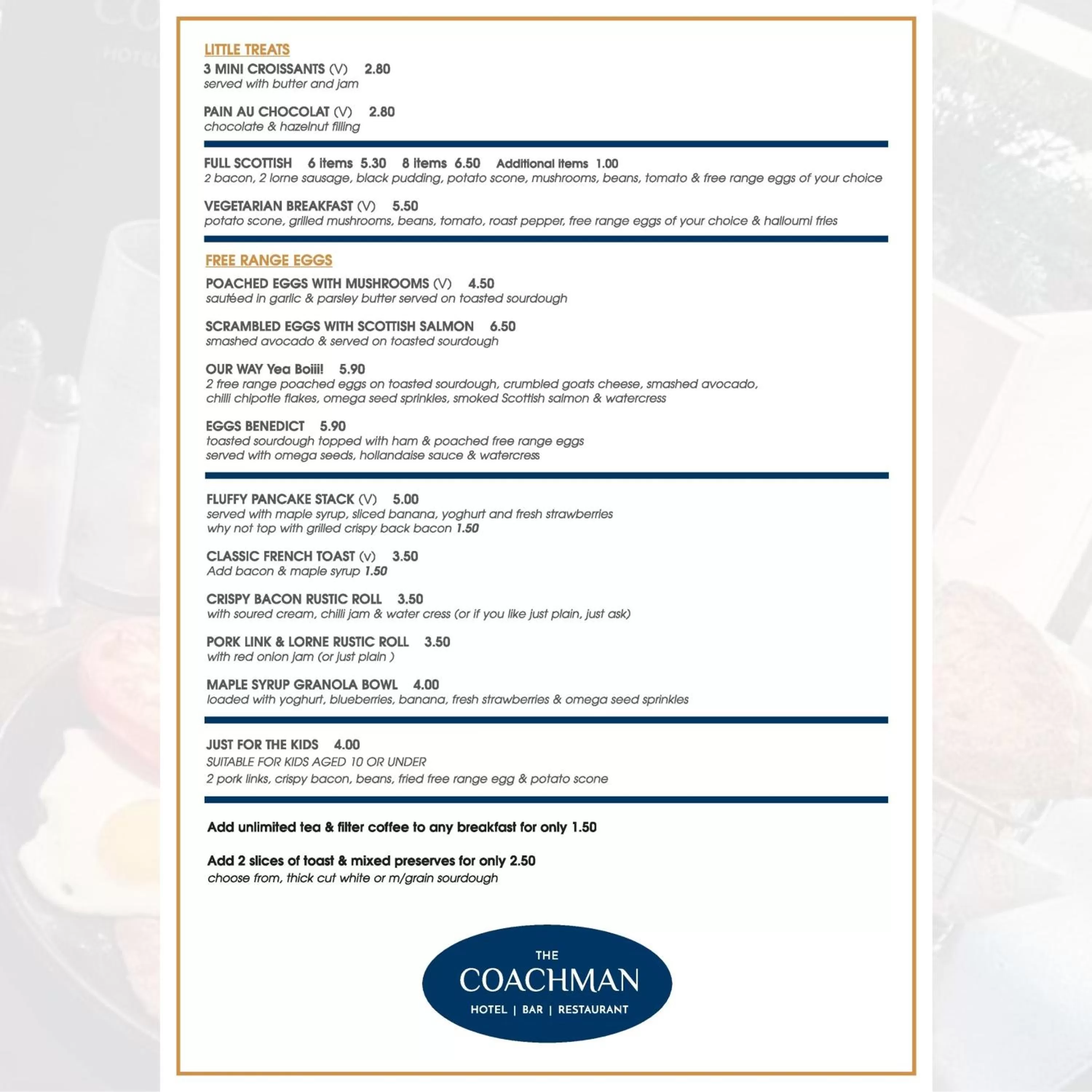 Breakfast in The Coachman Hotel