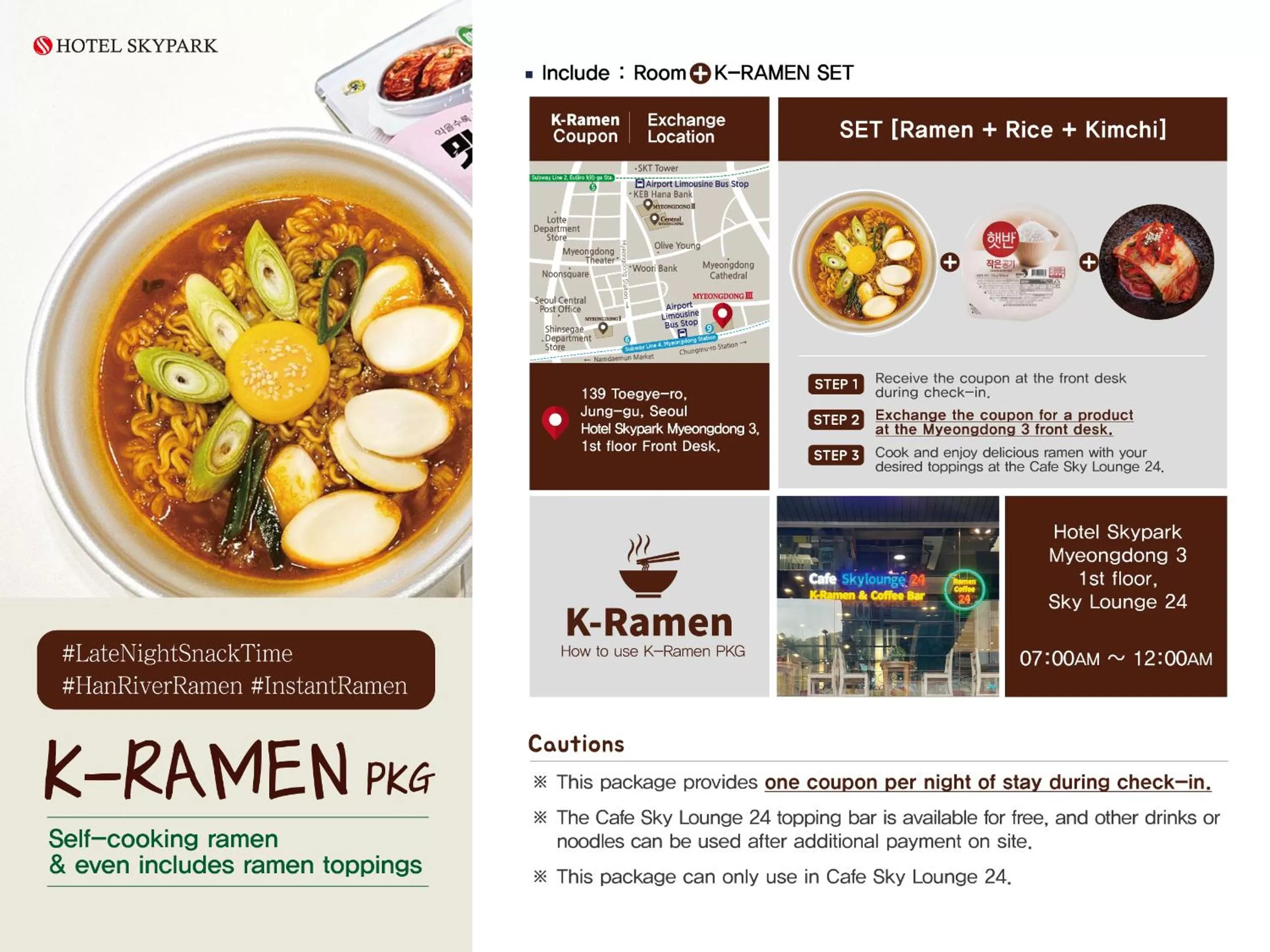 [K-Ramen PKG] Standard Twin Room with a set of K-Ramen in Hotel Skypark Myeongdong 1