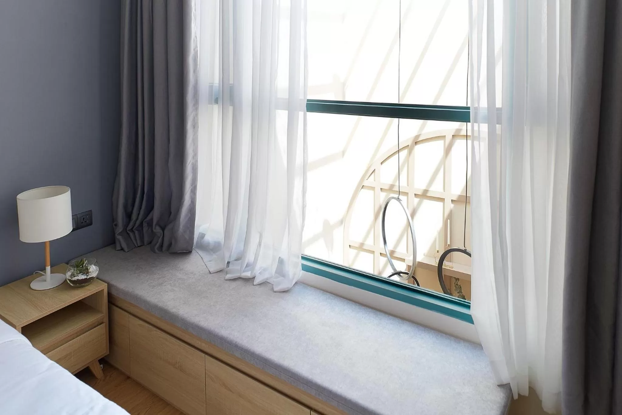 Seating area, Bed in Larimar Villas Cô Giang