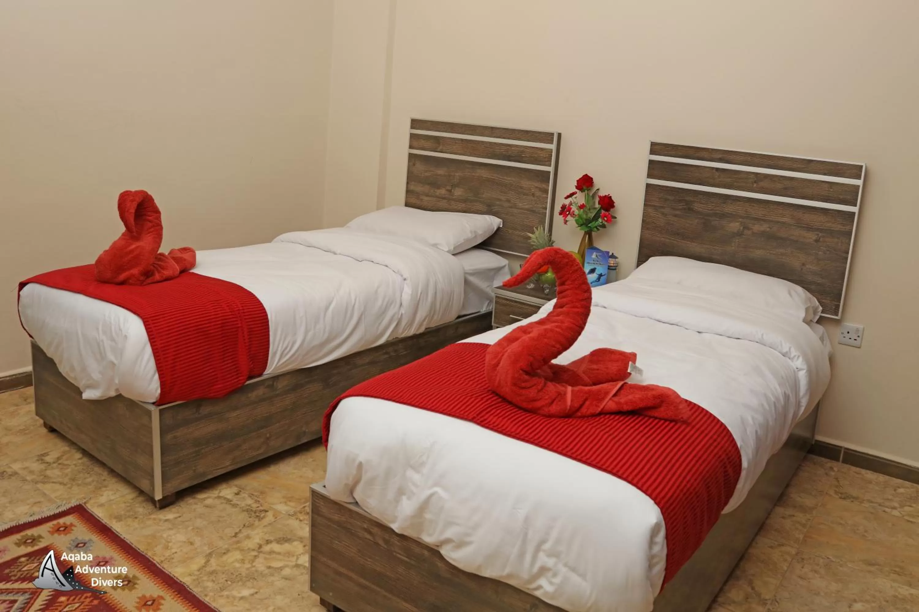 Bed in Aqaba Adventure Divers Resort & Dive Center