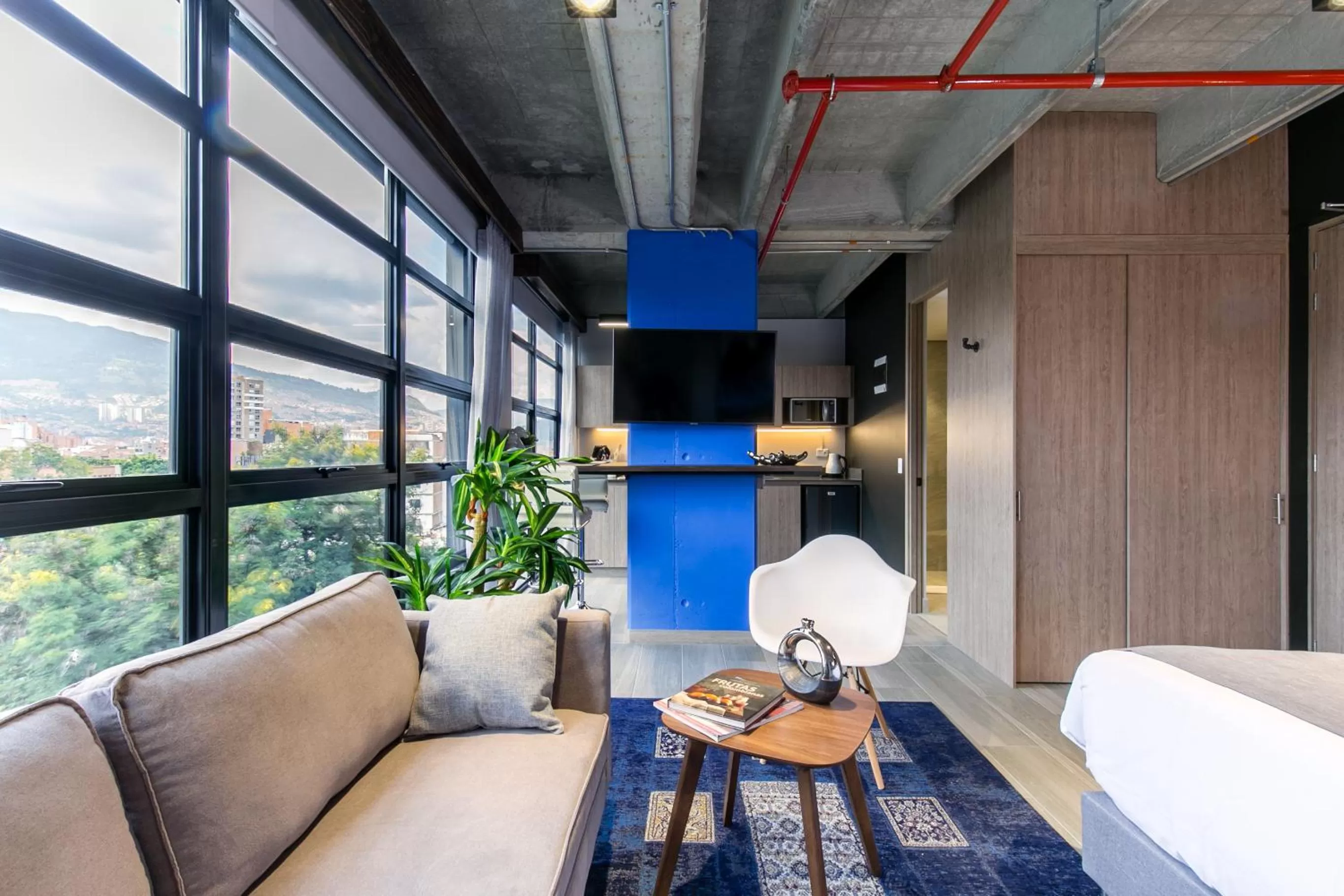 Living room, Bed in Factory Lofts Hotel