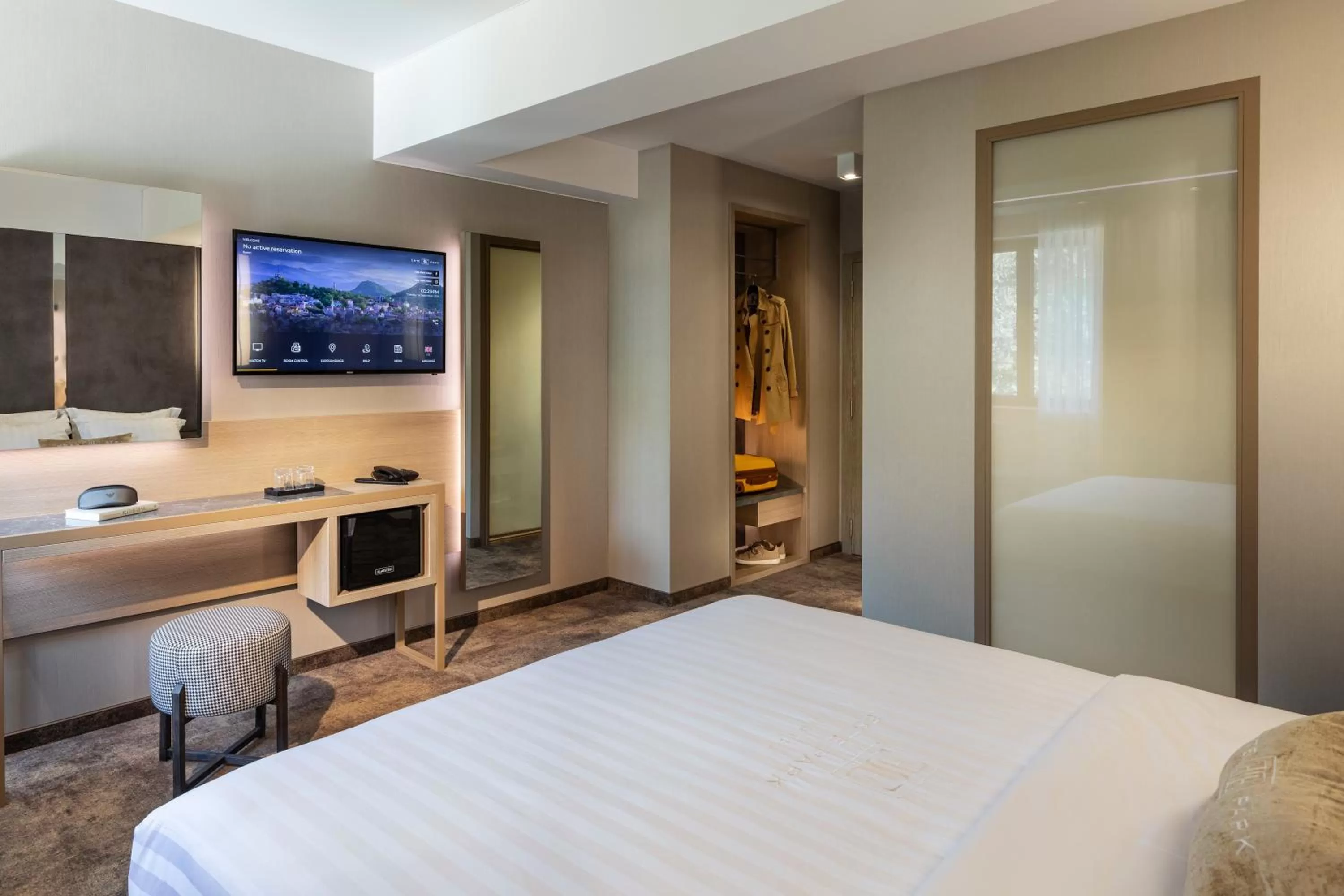 Bathroom, Bed in -- ESTE PARK HOTEL -- part of Urban Chic Luxury Design Hotels - Parking & Compliments - next to Shopping & Dining Mall Plovdiv