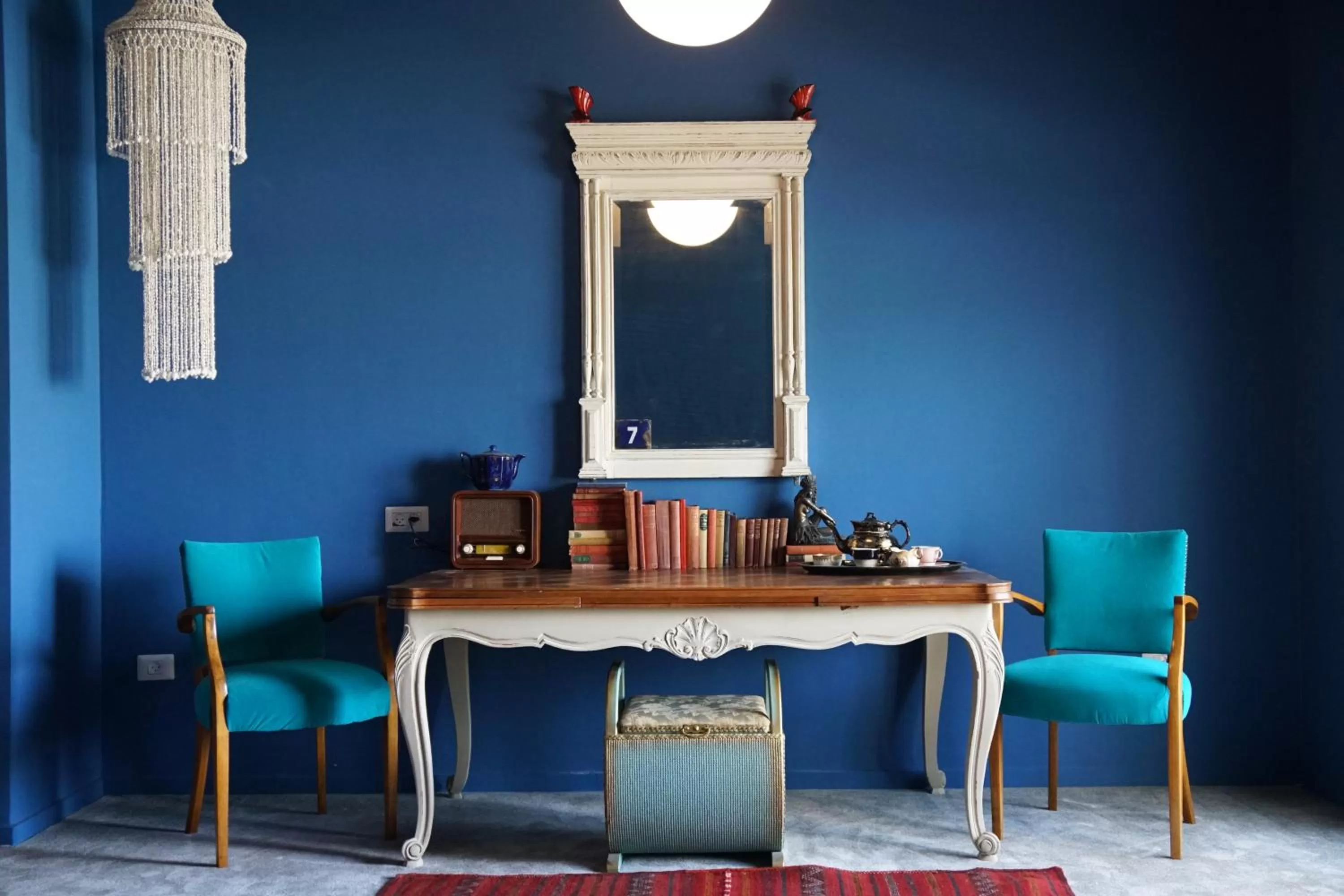 Seating area in The Walled Off Hotel