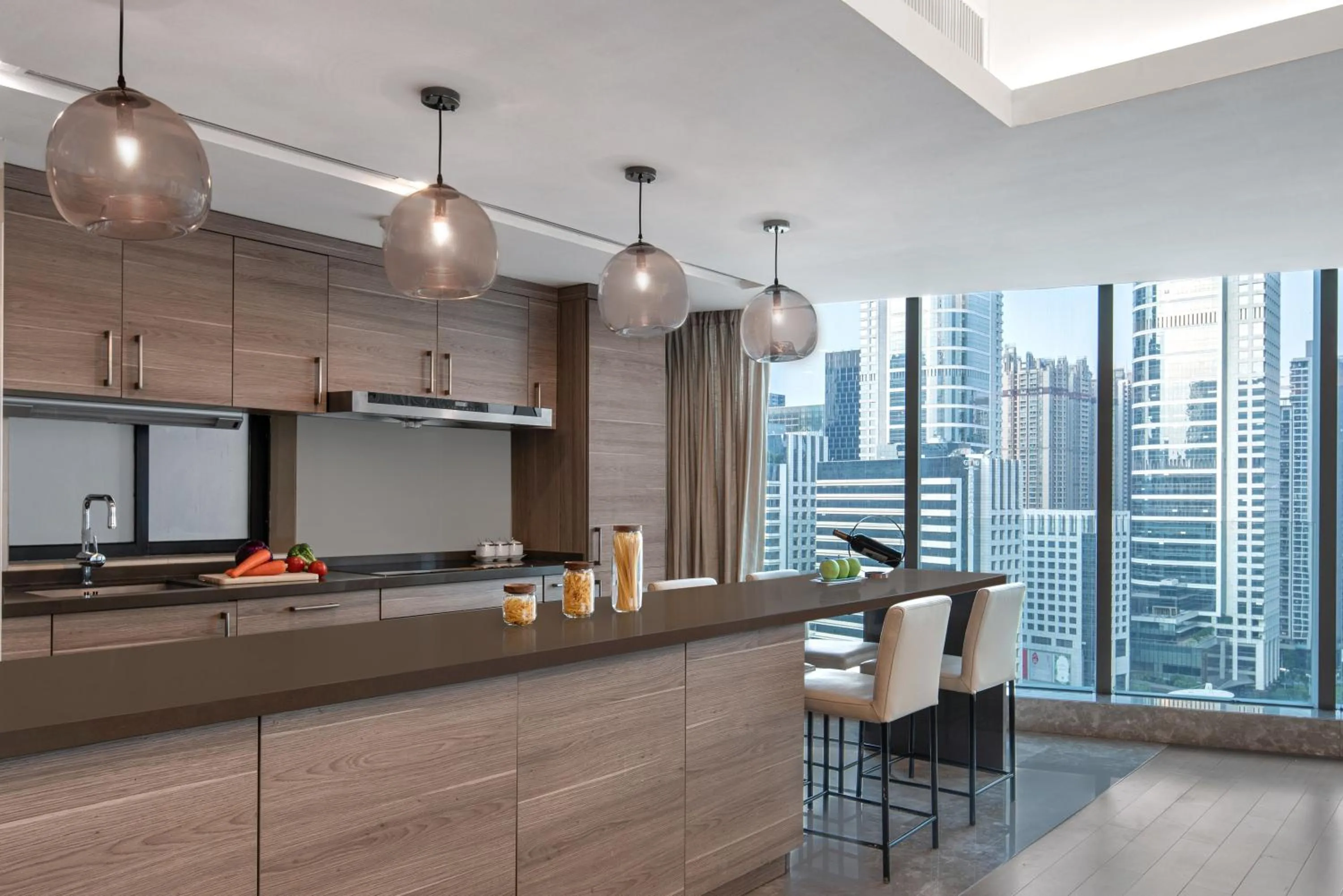 Kitchen or kitchenette, Bathroom in Ascott IFC Guangzhou Residence