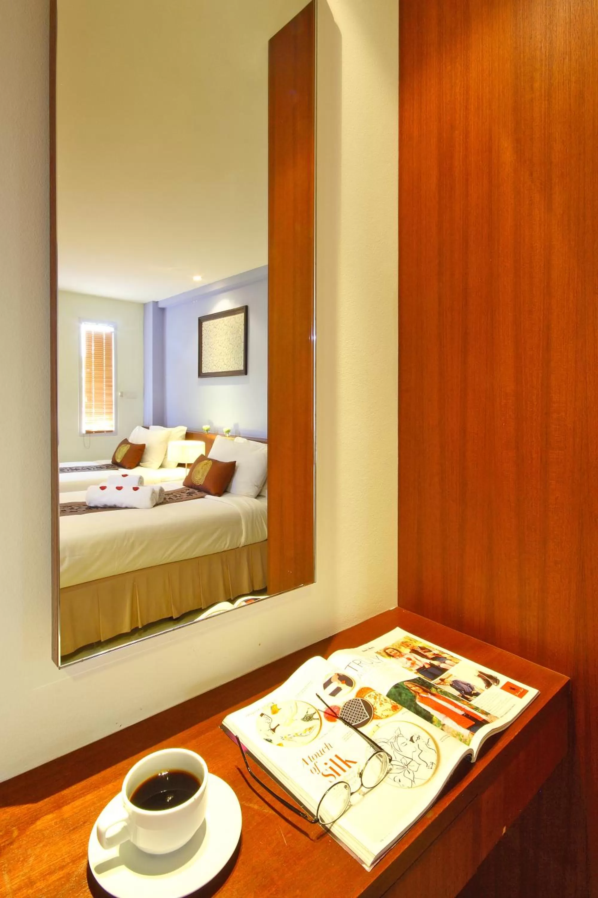 Decorative detail, Bed in Floral Shire Suvarnabhumi Airport