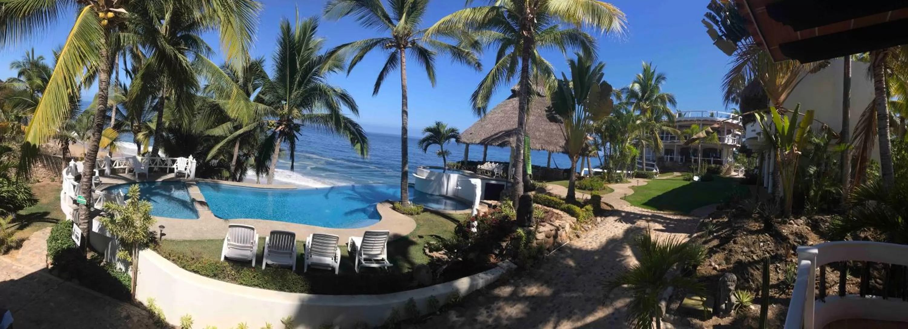Pool View in Bungalows Lydia
