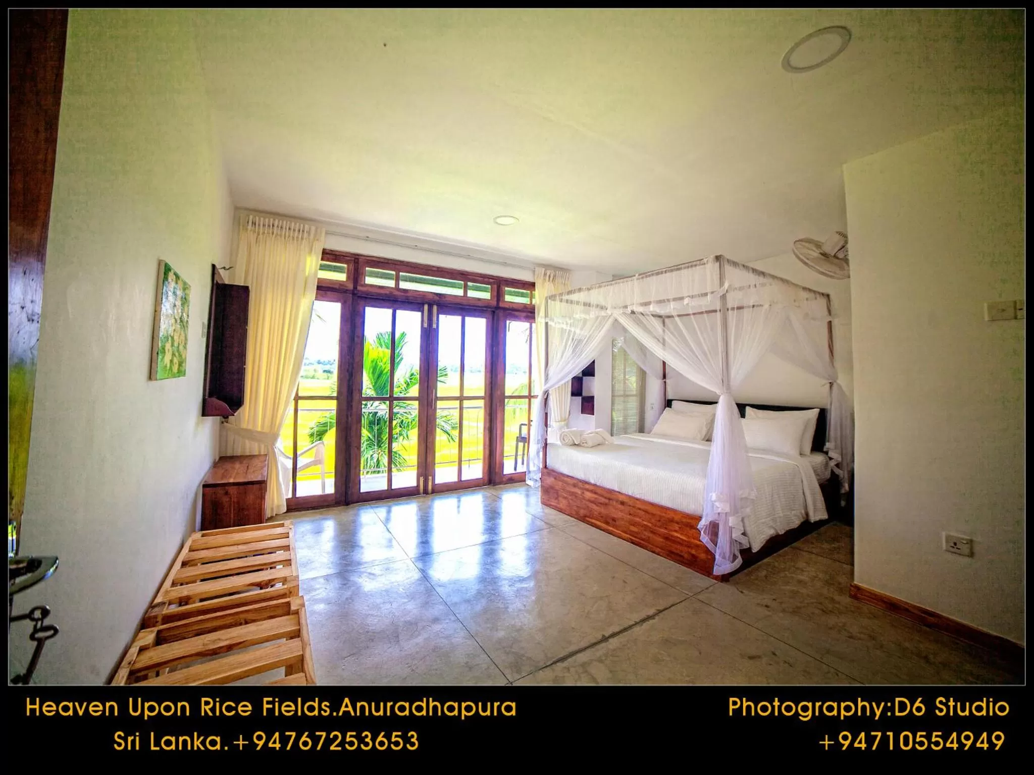 Photo of the whole room, Bed in Heaven Upon Rice Fields