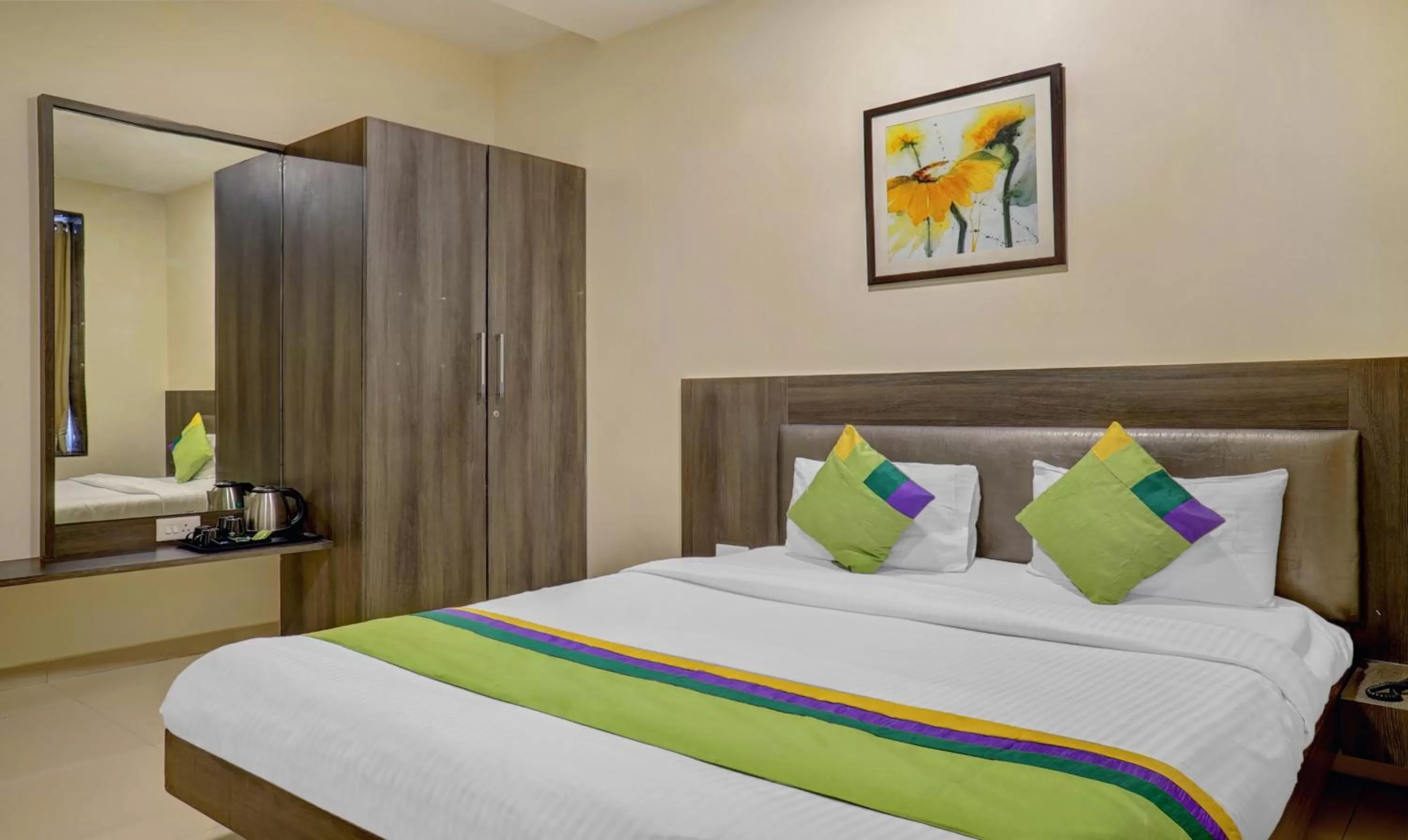 Bedroom, Bed in Treebo Bhagyashree Executive