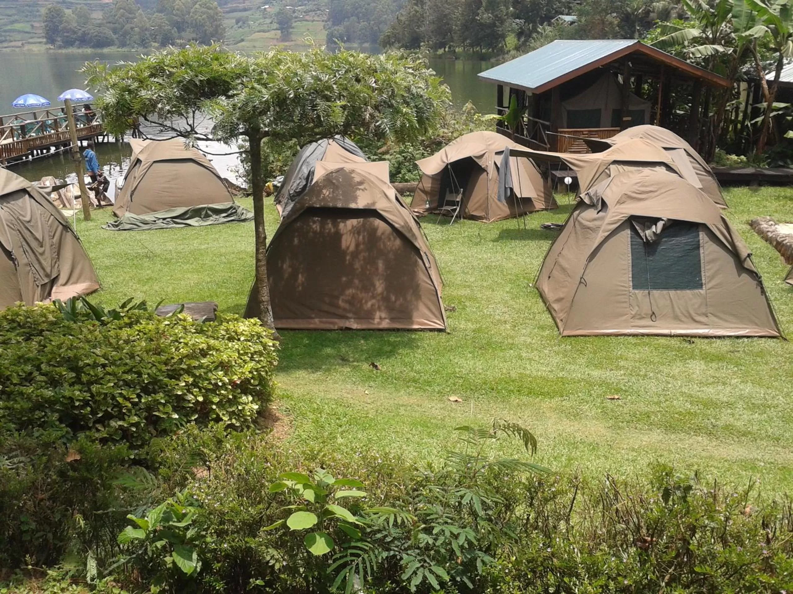 Garden view in Bunyonyi Overland Resort
