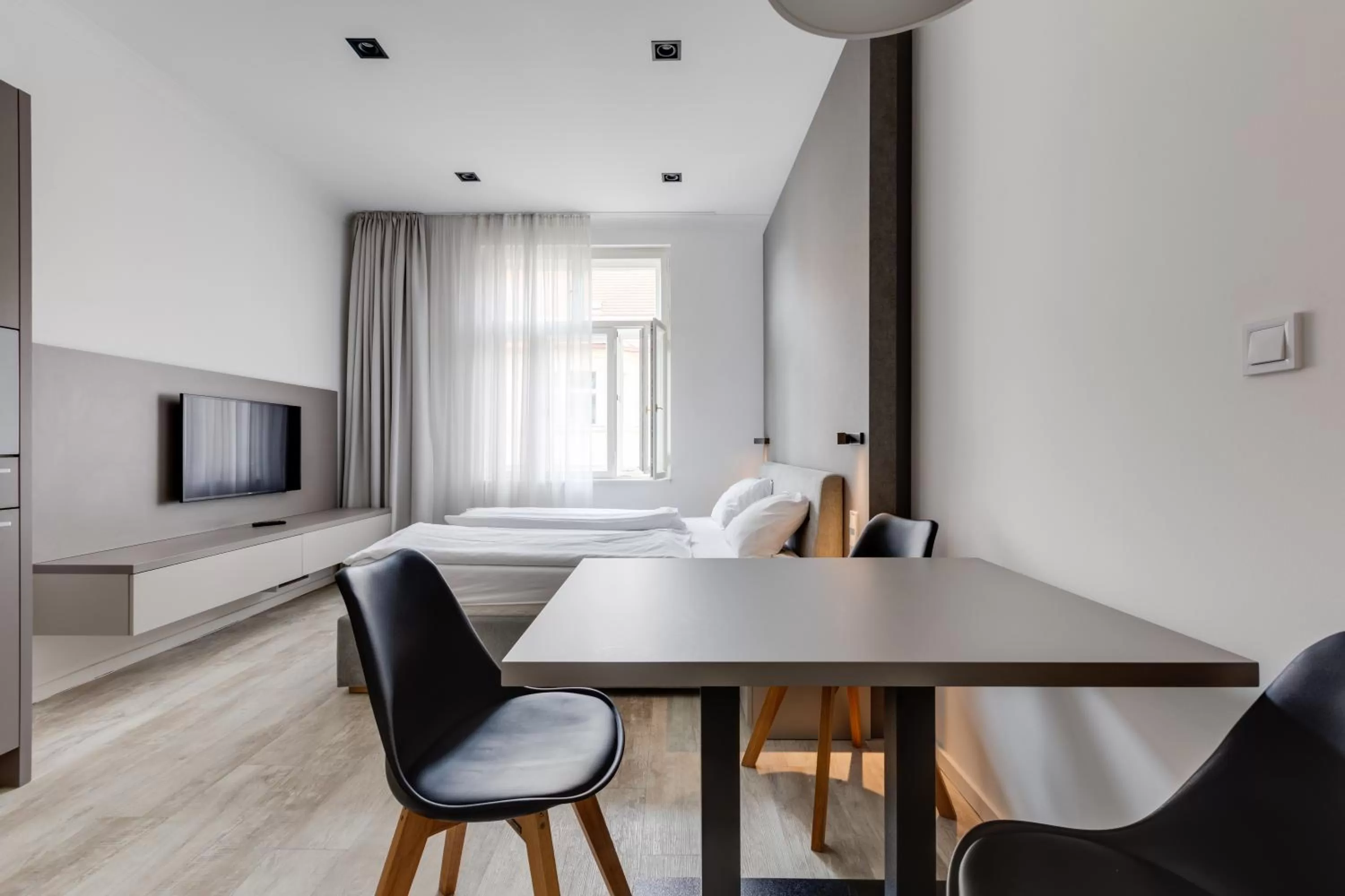 Bed in Lampi Aparthotel Prague