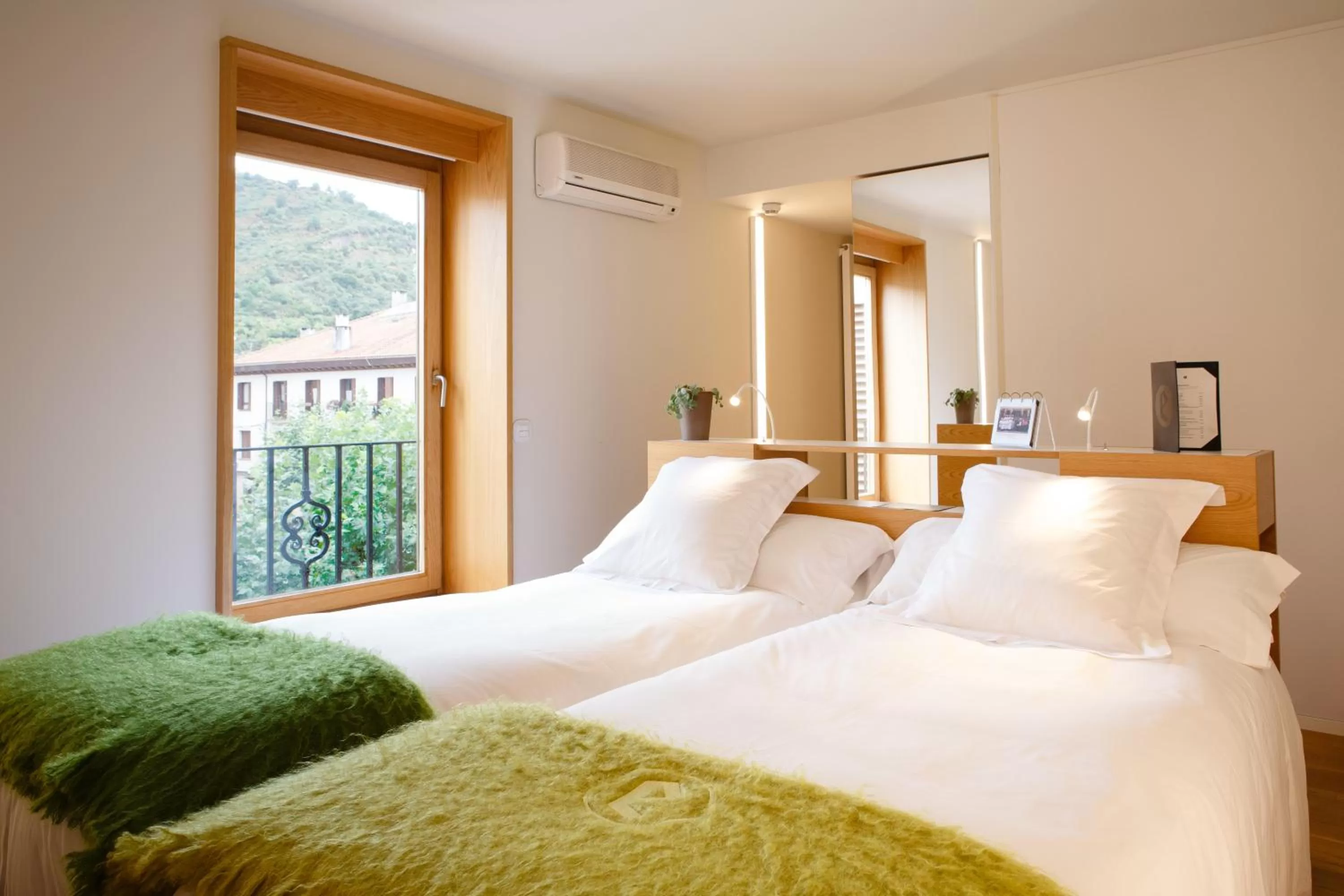 View (from property/room), Bed in Hotel Echaurren Relais & Châteaux