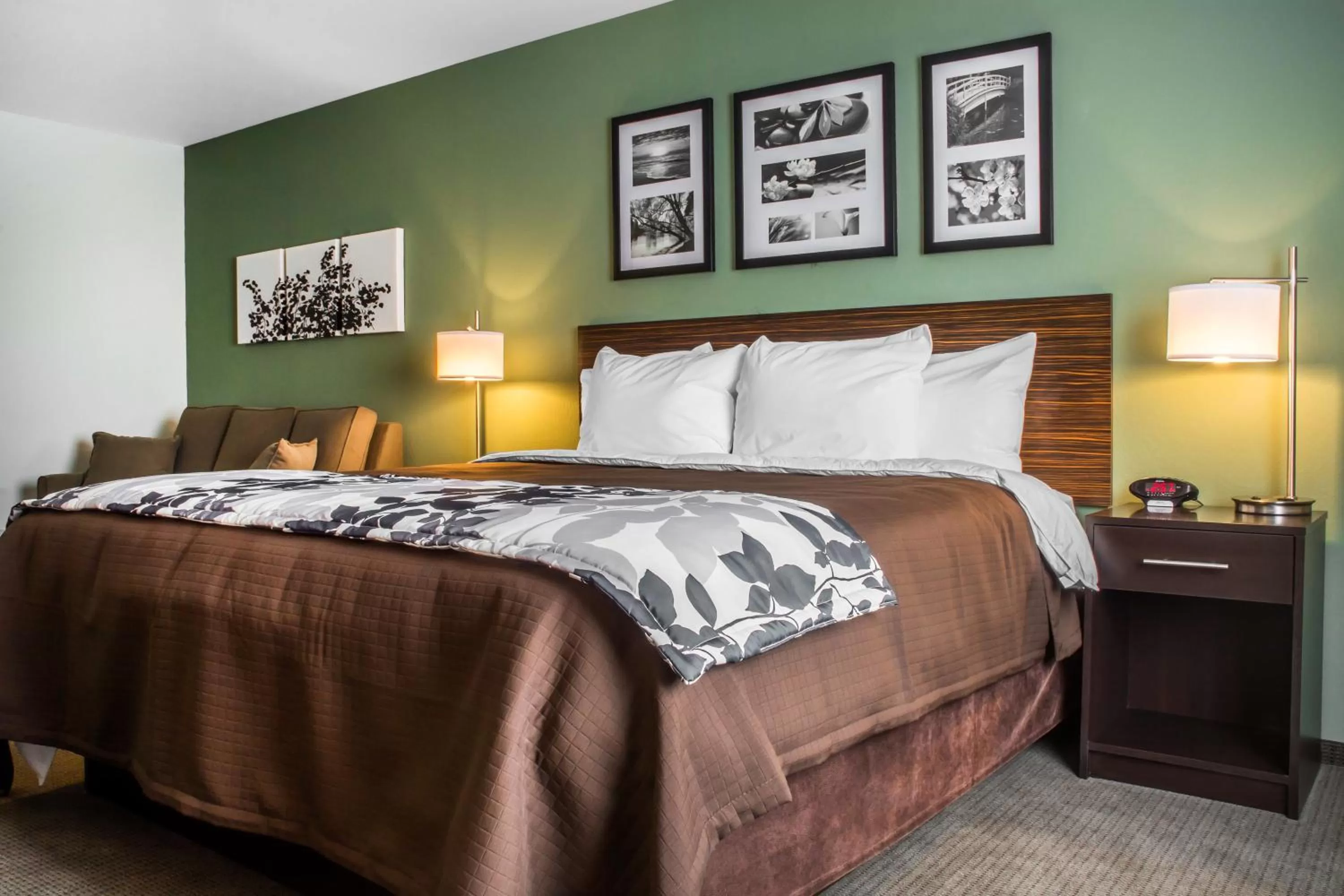 Living room, Bed in Sleep Inn & Suites Syracuse Airport