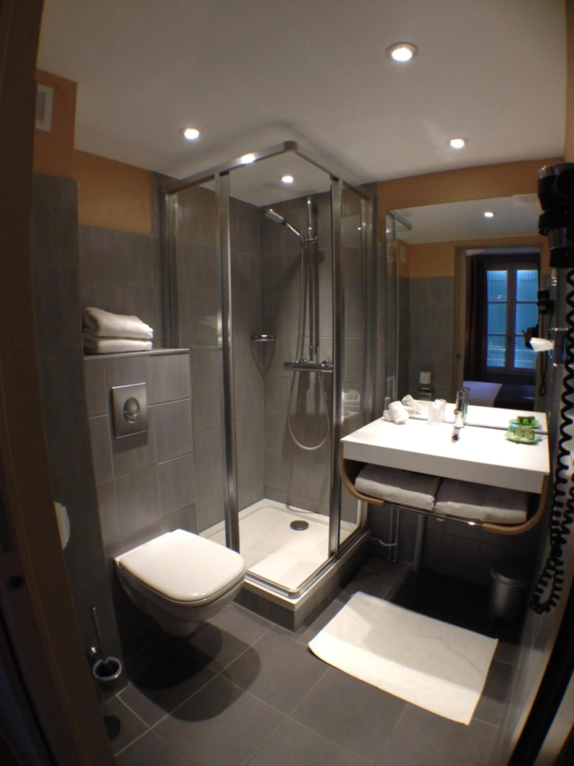 Shower in Logis Hotel la Ferme