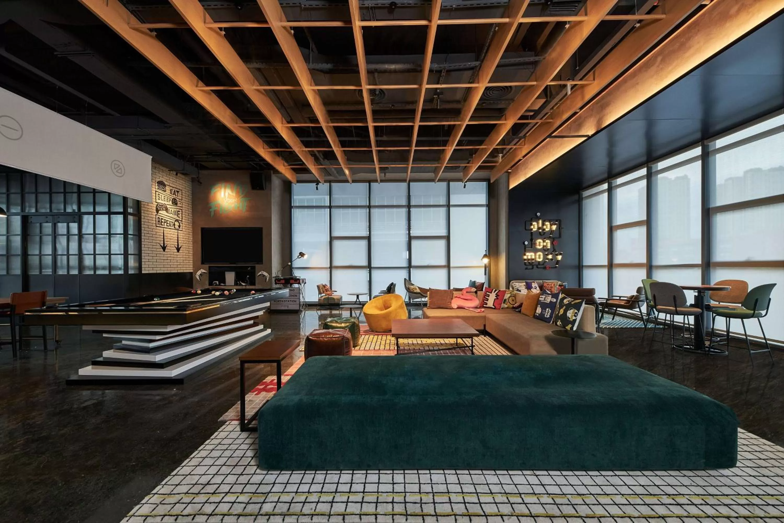 Lounge or bar, Bed in Moxy Shenzhen North Station