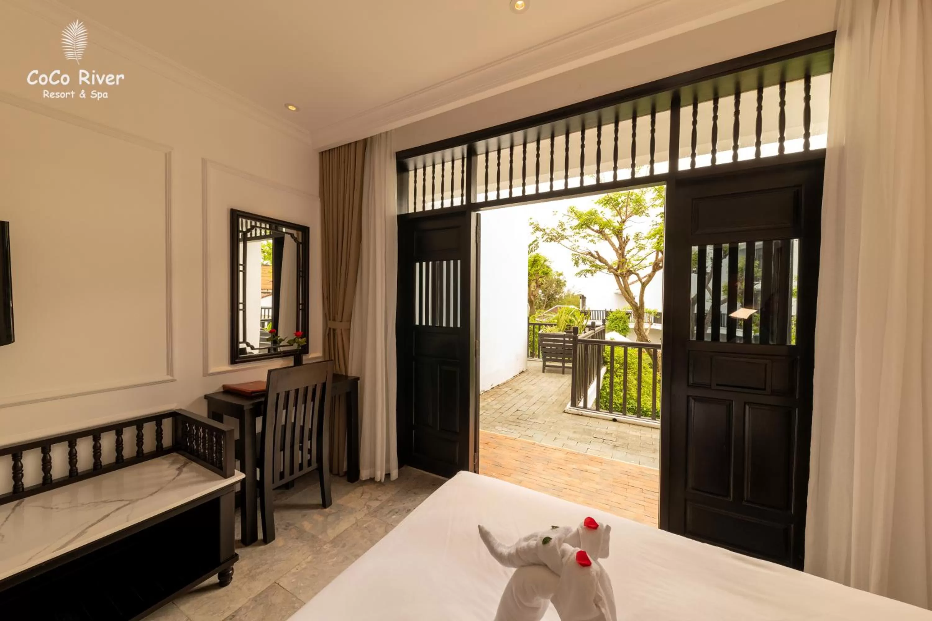 View (from property/room), Bed in Hoi An Coco River Resort & Spa