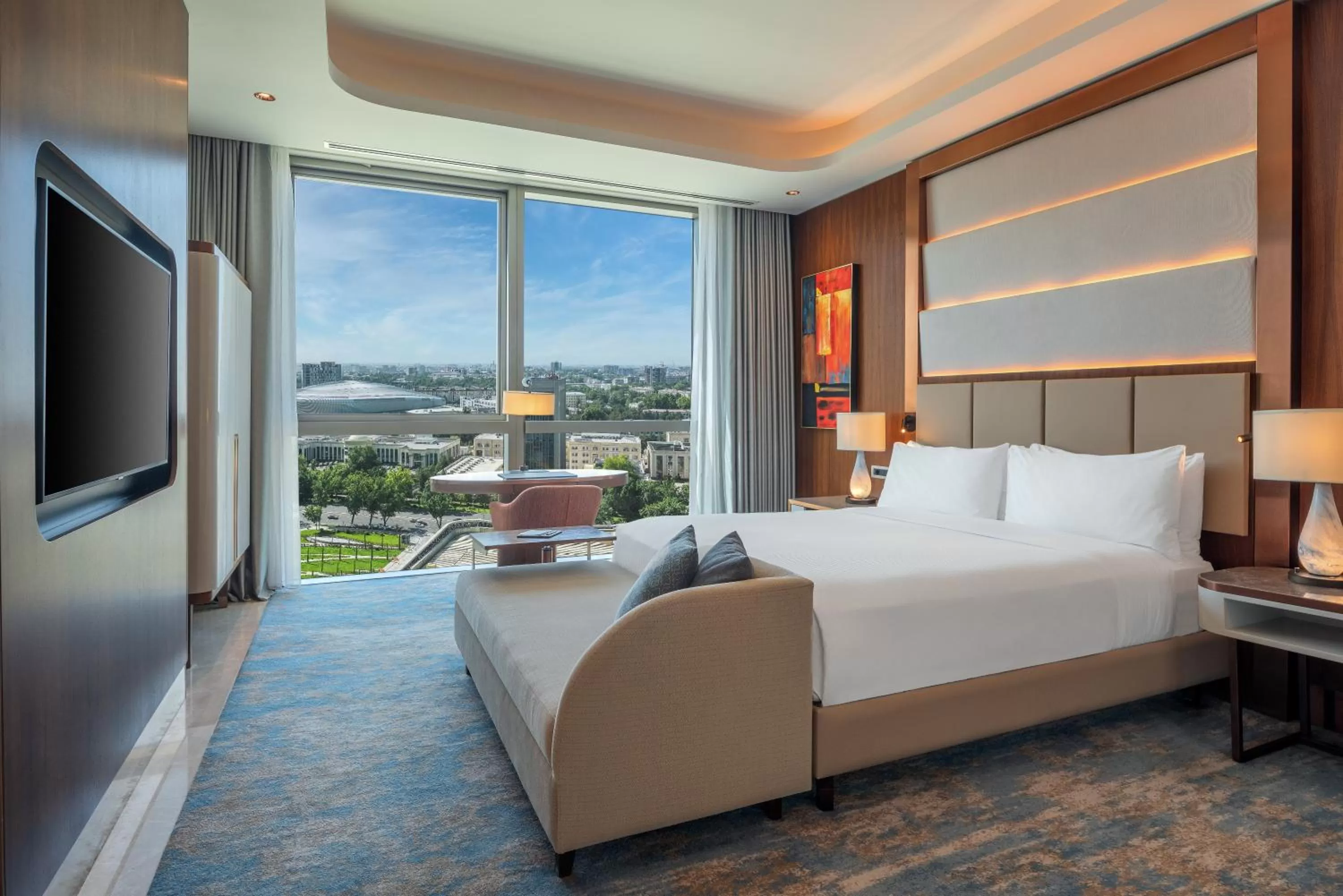 View (from property/room), Bed in Hilton Tashkent City
