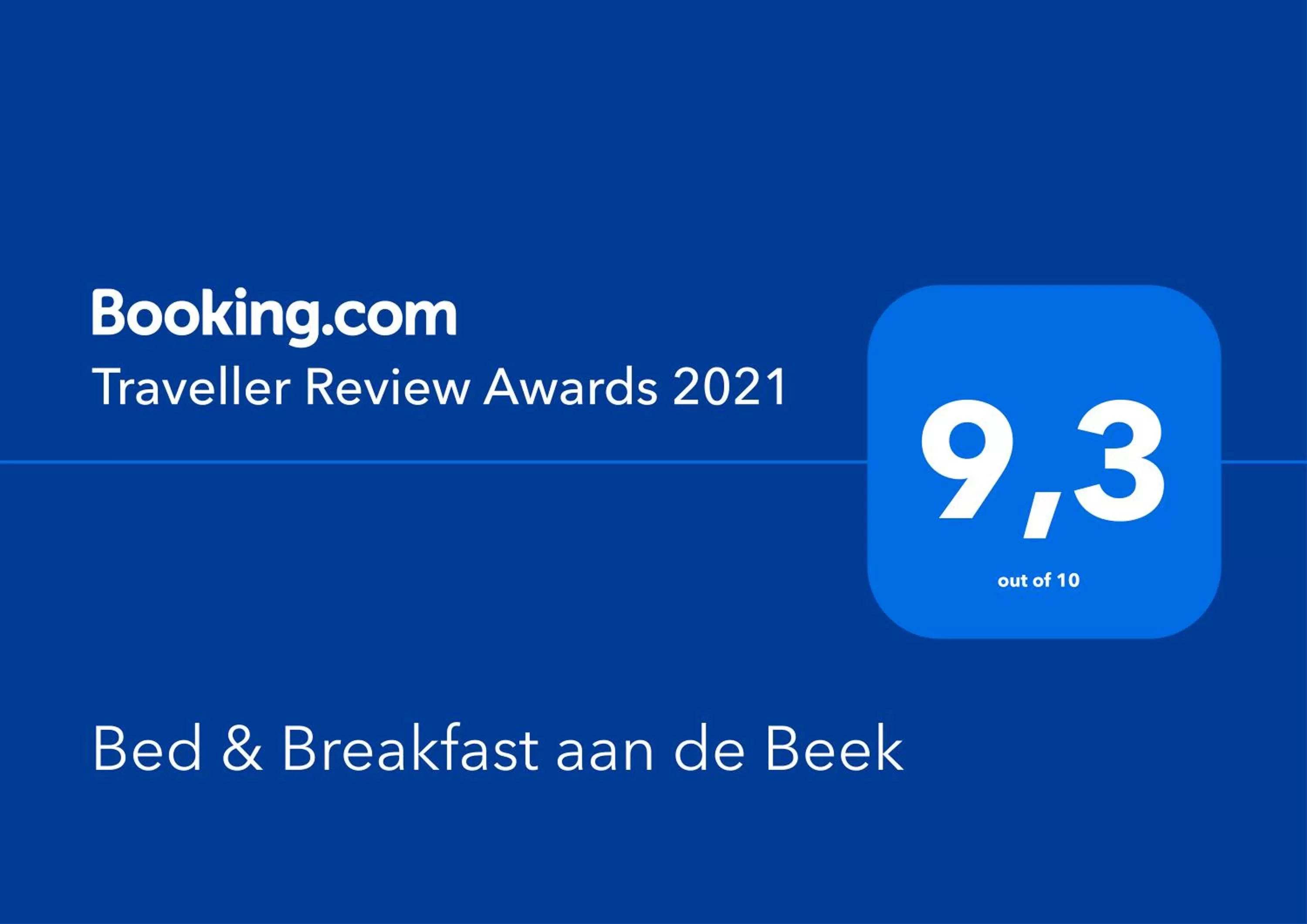 Certificate/Award, Logo/Certificate/Sign/Award in Bed & Breakfast aan de Beek