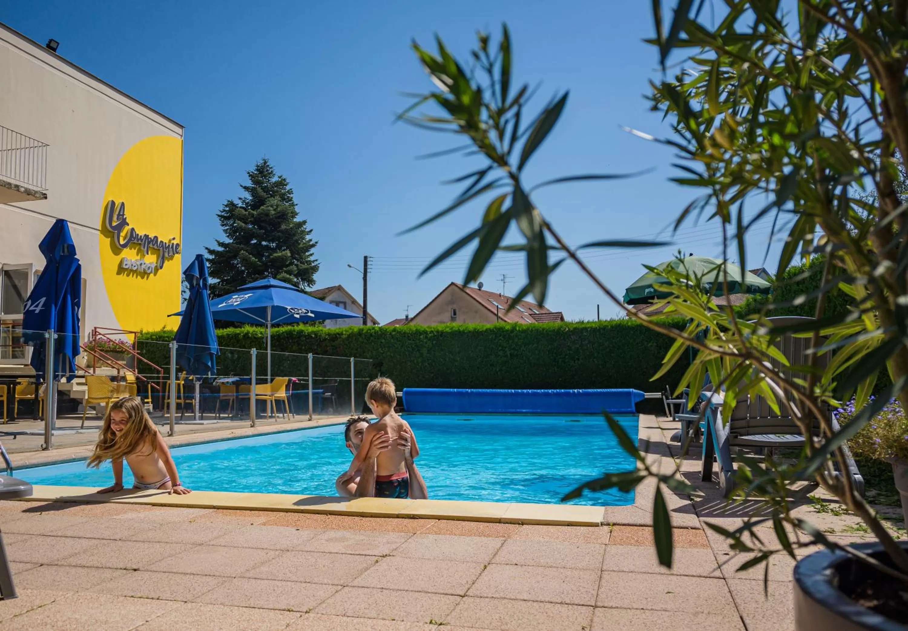 Pool view in ibis Belfort Danjoutin