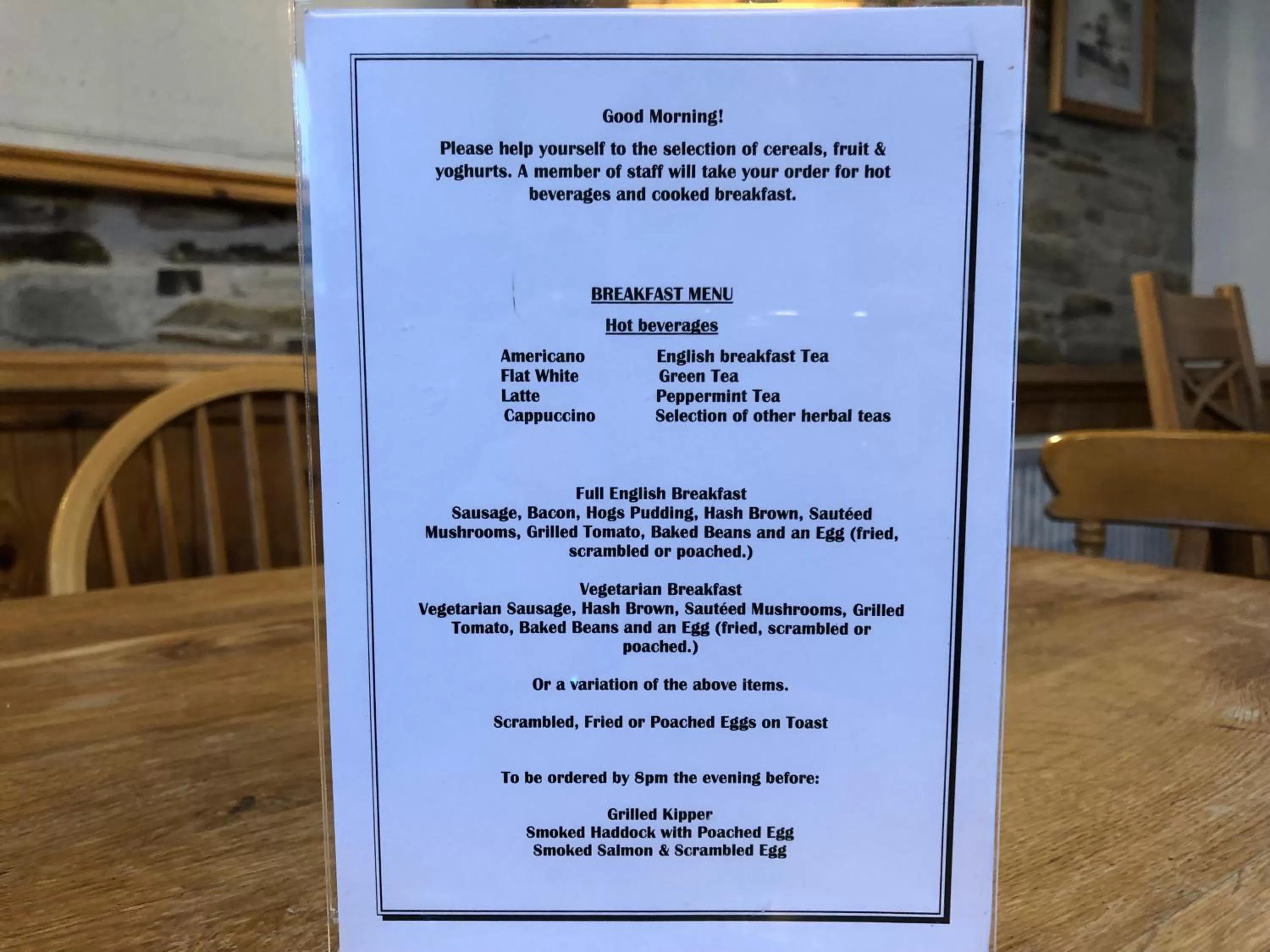 Breakfast in The Galleon Inn