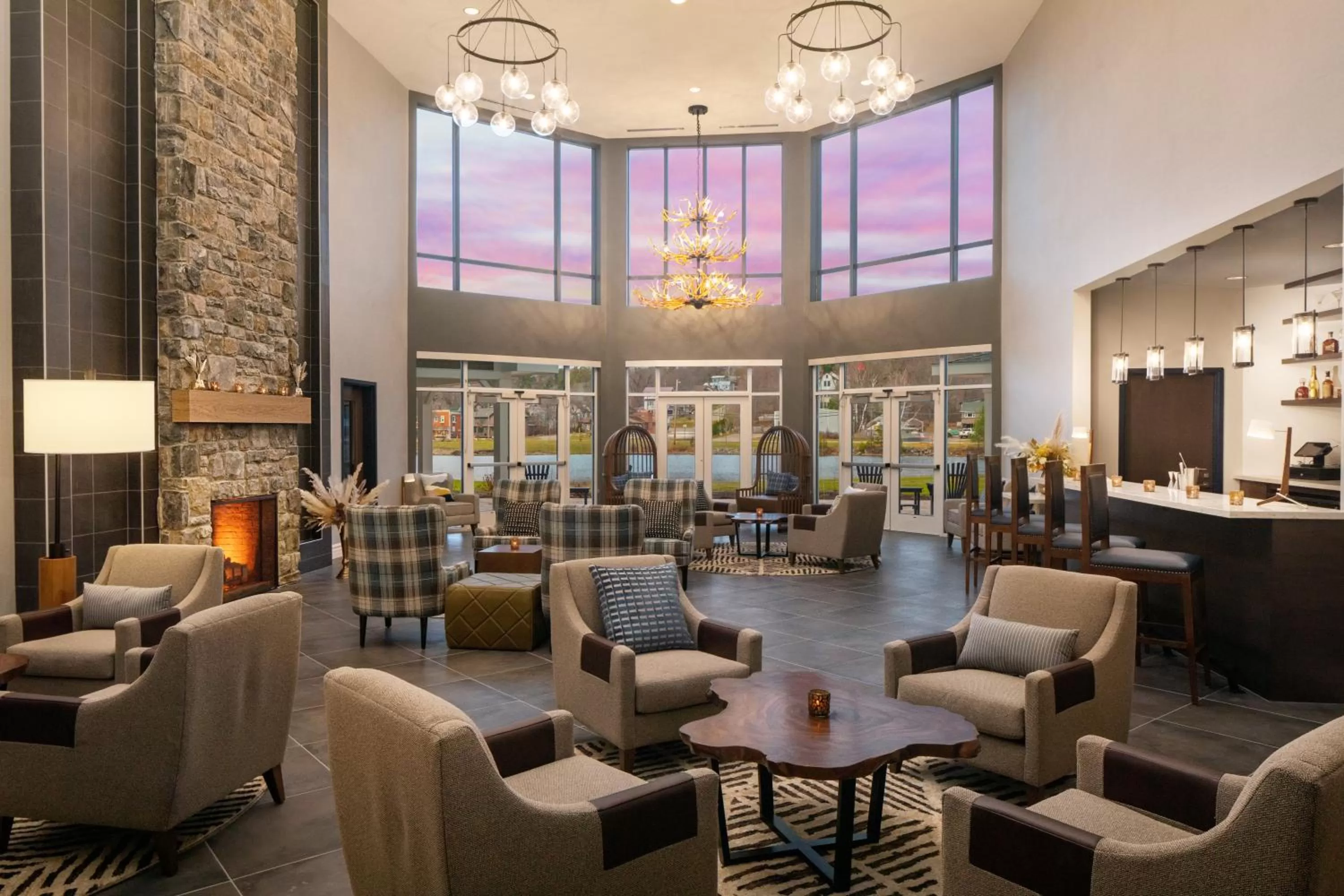 Lobby or reception in voco Saranac Lake NY - Waterfront by IHG