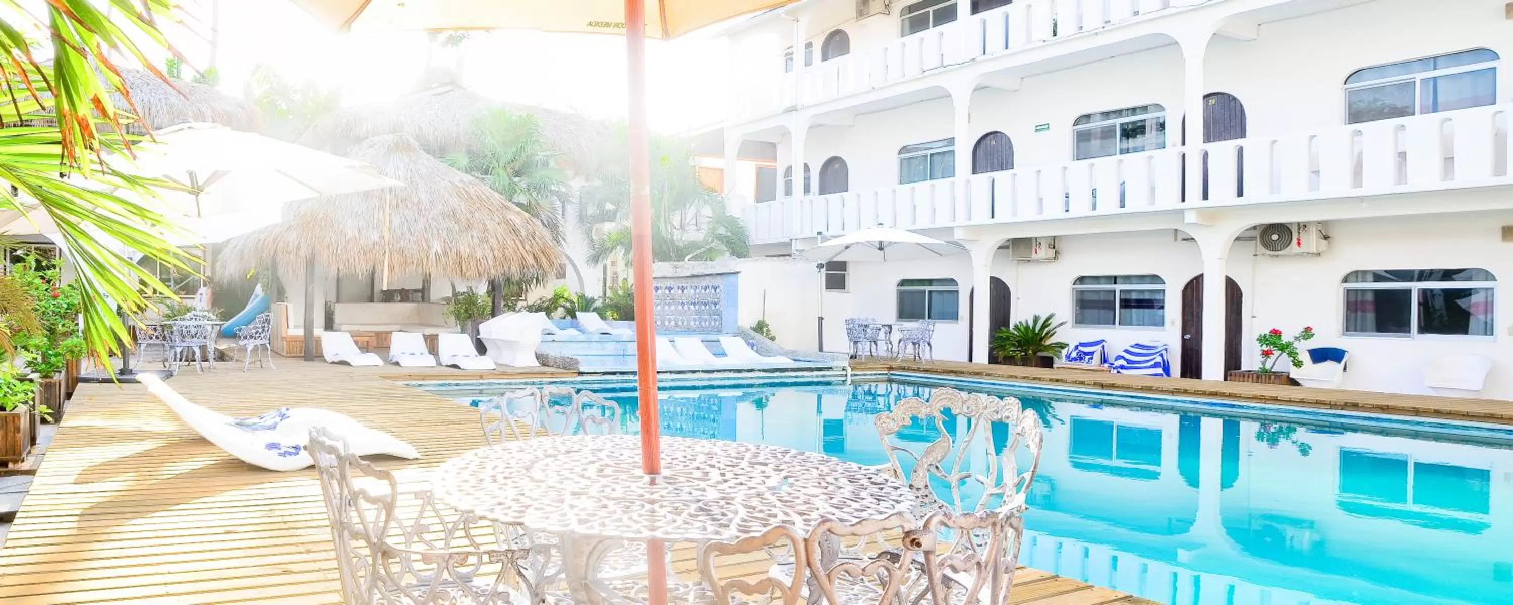 Pool view in Bungalows Zicatela