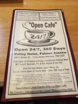 Restaurant/places to eat in Valley Hotel & 24/7 Open Cafe