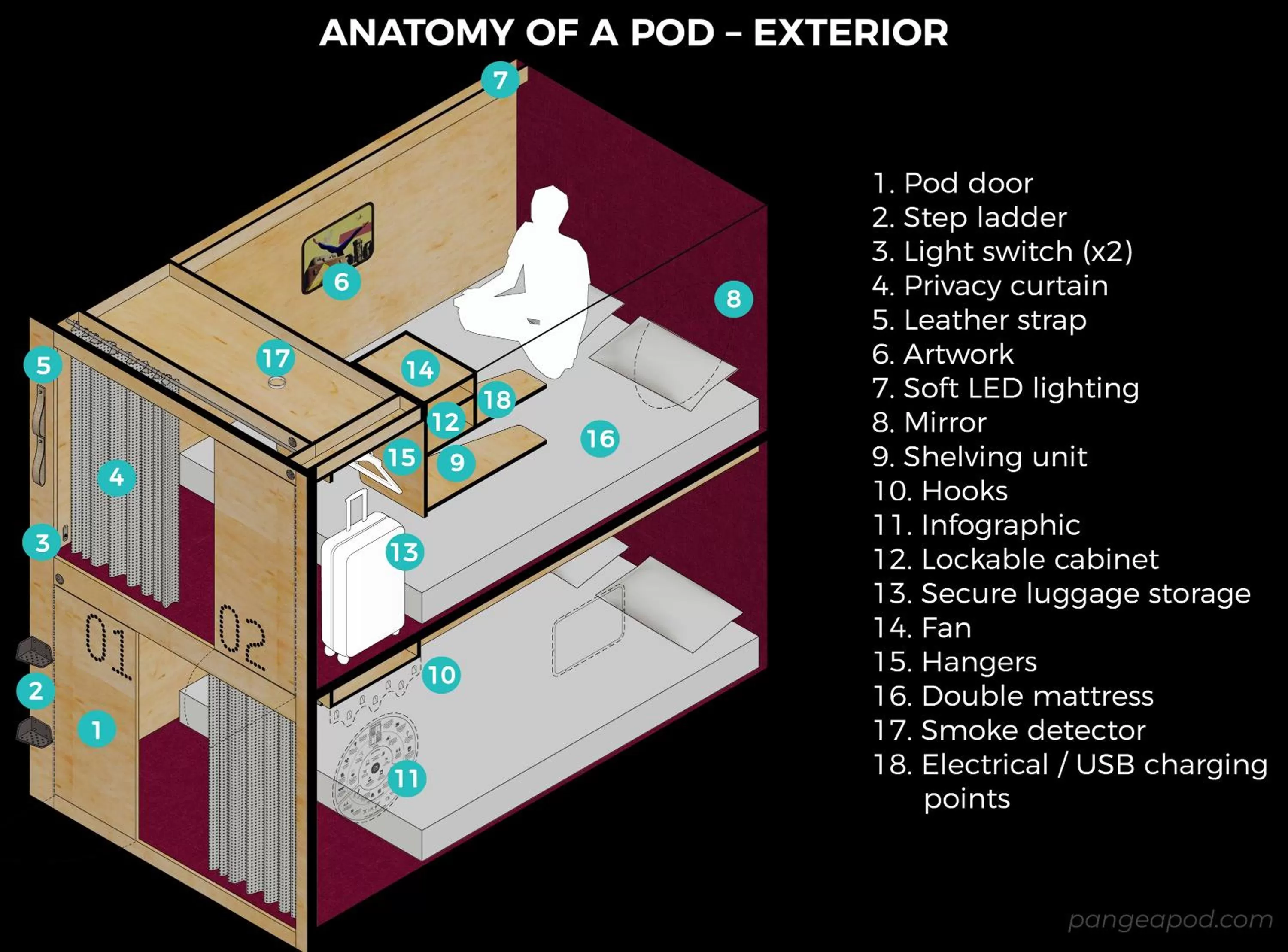 Floor plan in Pangea Pod Hotel