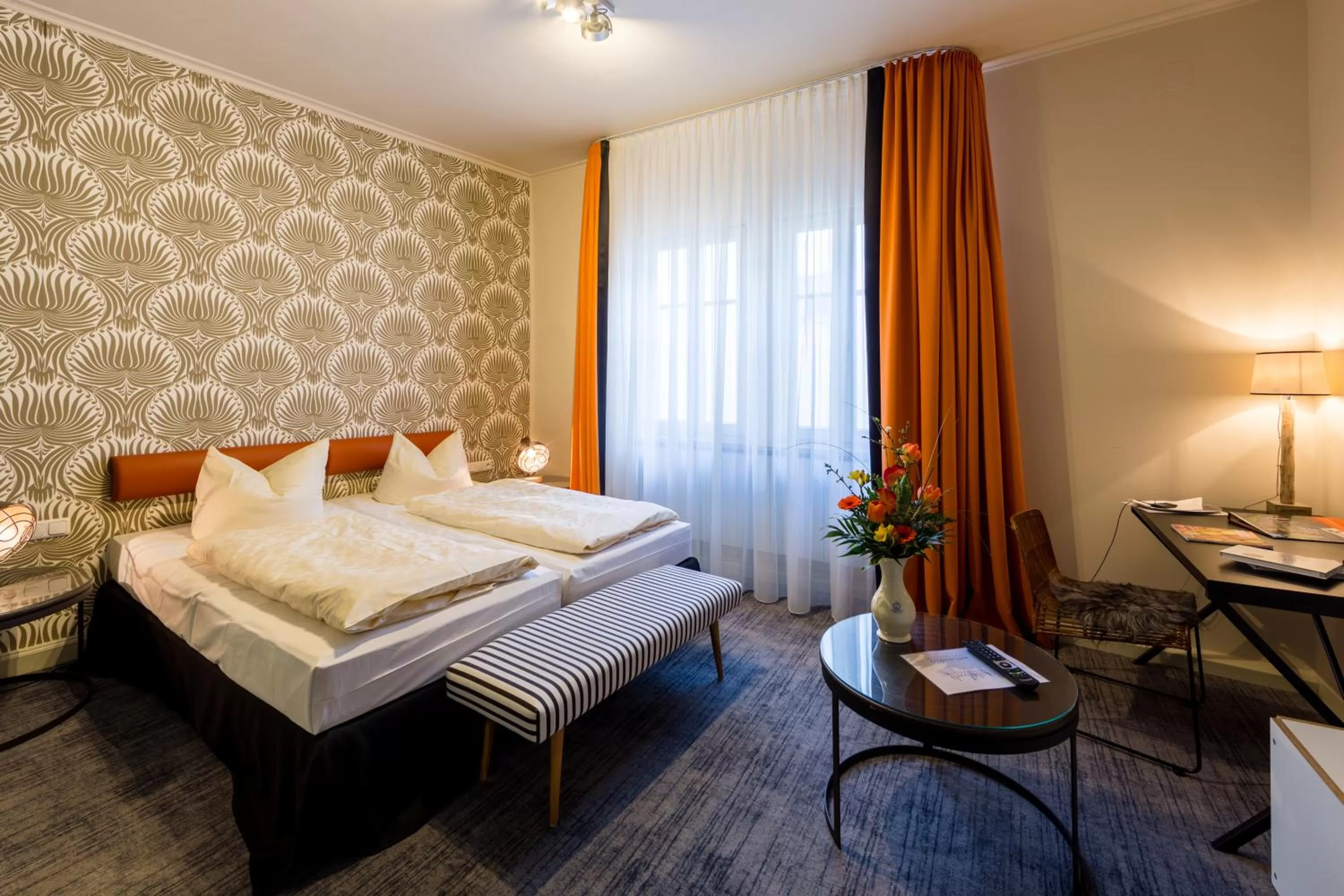 Photo of the whole room, Bed in Historik Hotel Goldener Hirsch Rothenburg