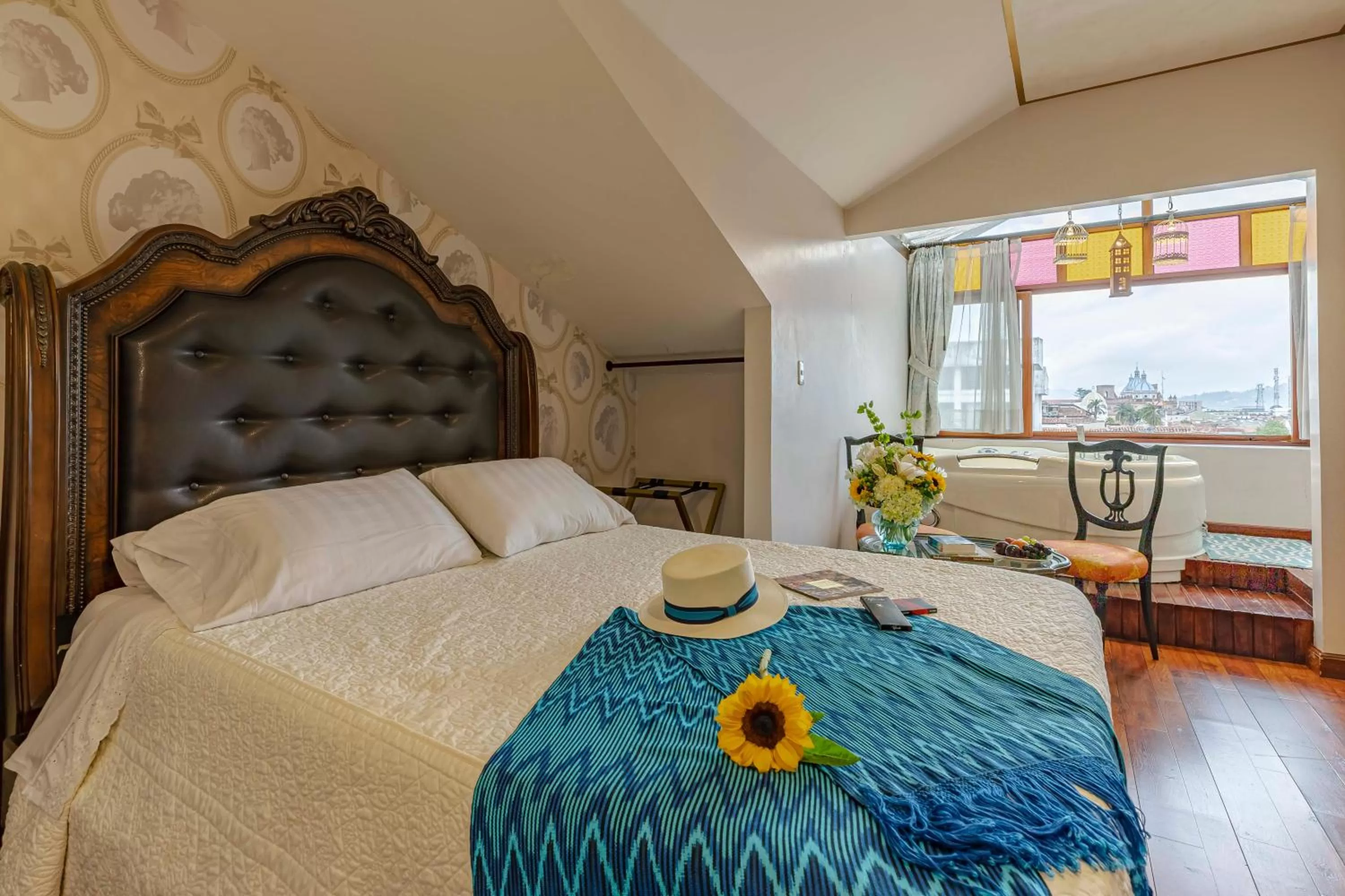 View (from property/room), Bed in Hotel Azul de la Plaza by Chat Noir