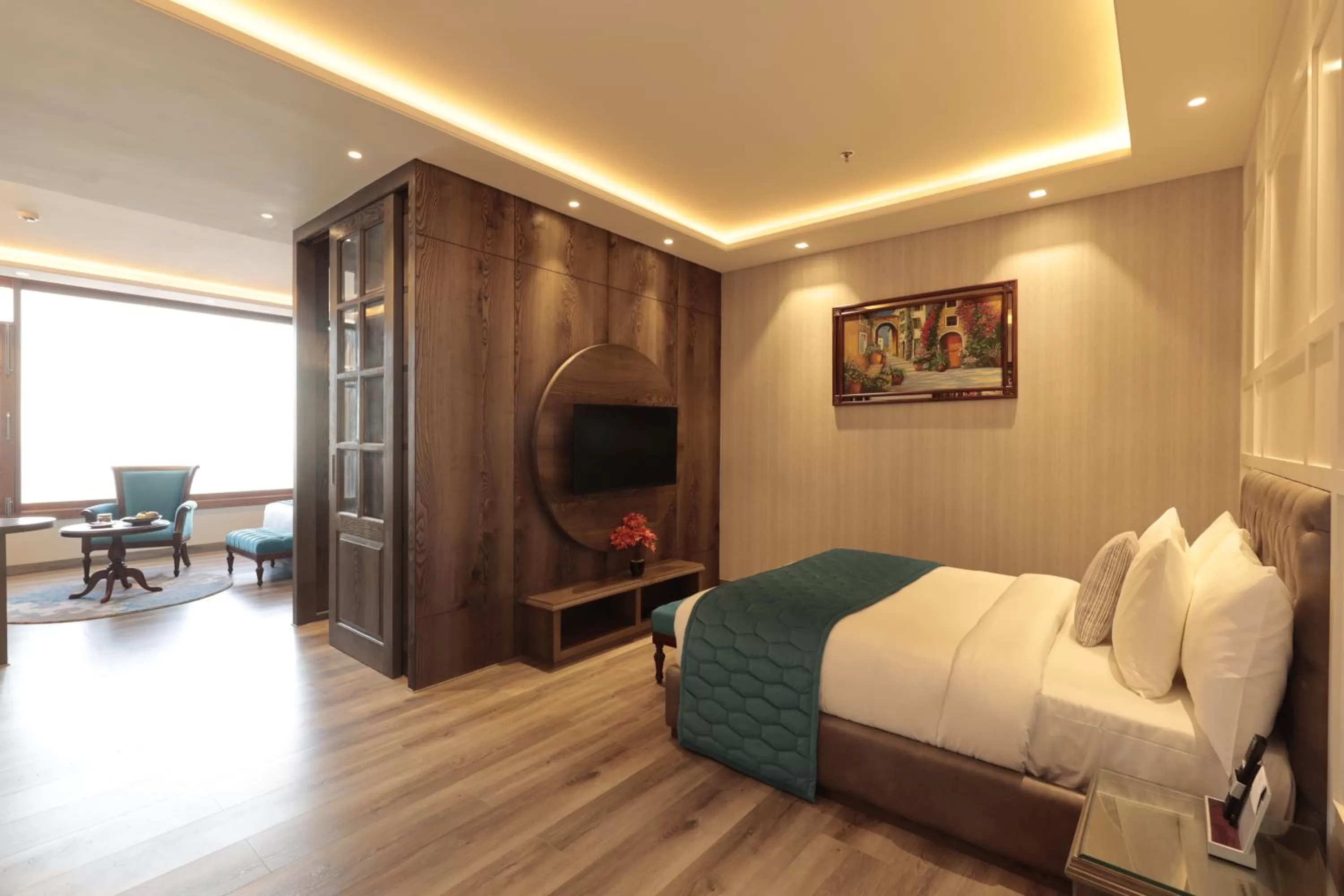 Photo of the whole room, Bed in WelcomHeritage Elysium Resort & Spa