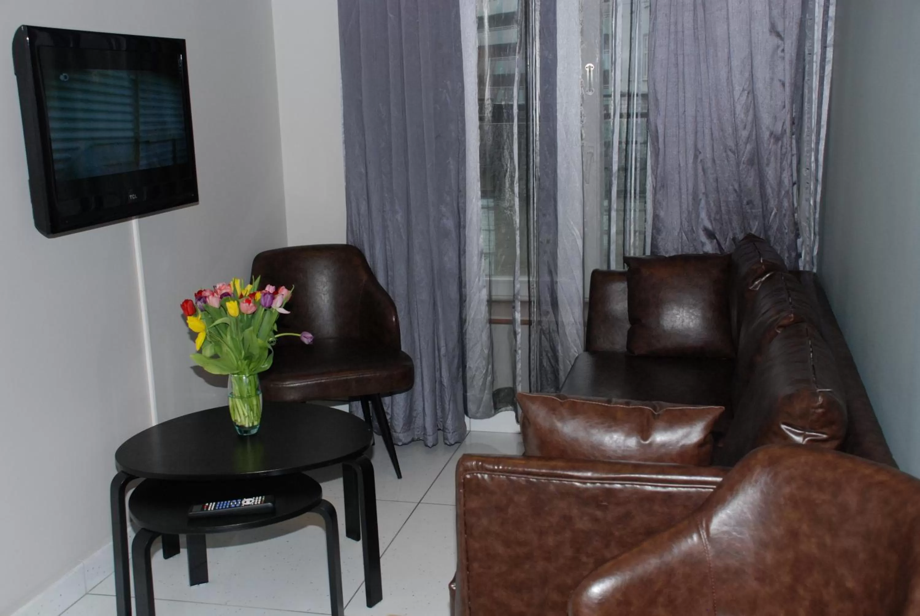 Living room in Central City Apartments