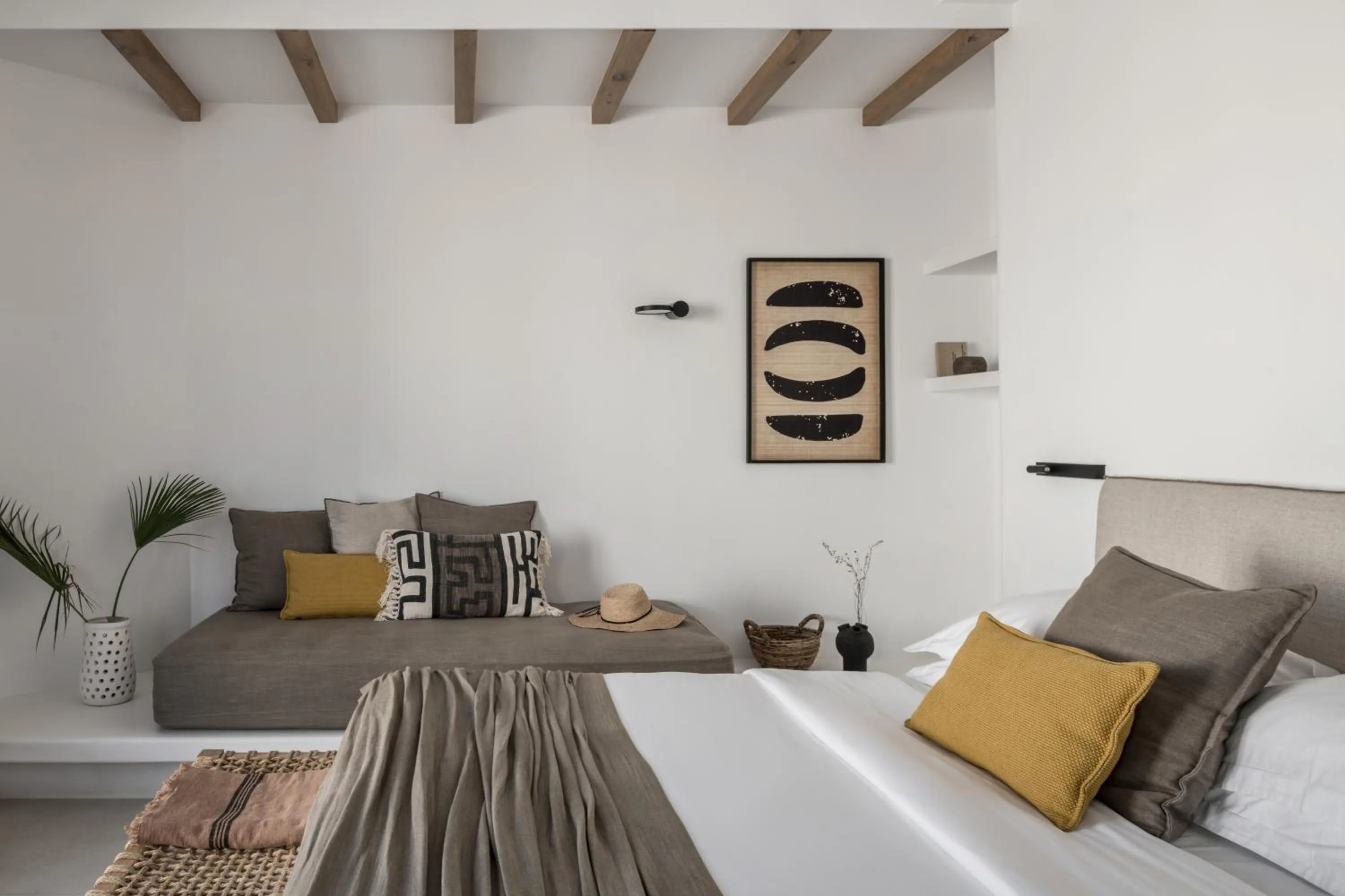 Bedroom, Bed in A Hotel Mykonos