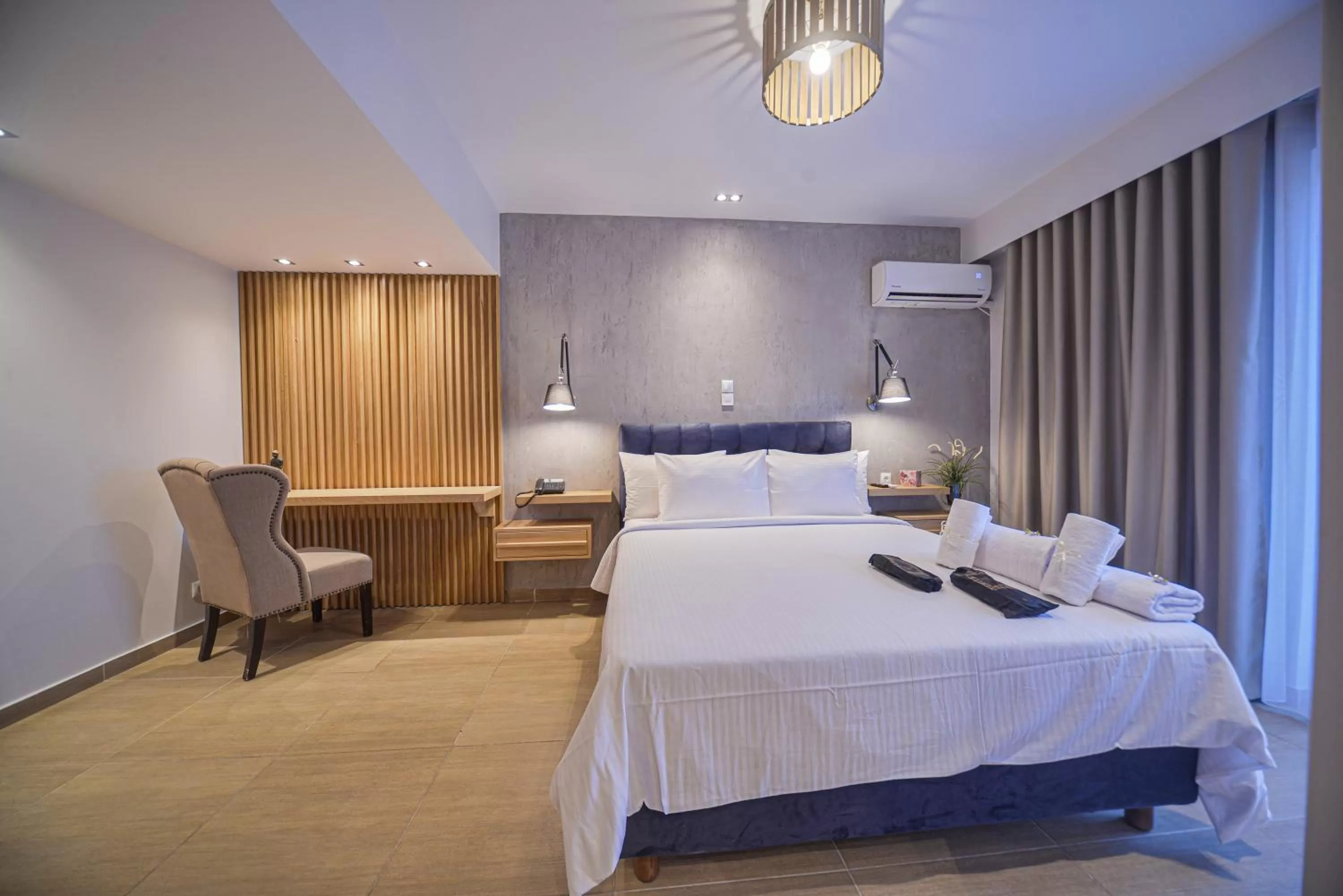 Bathroom, Bed in Anixi Hotel by AP