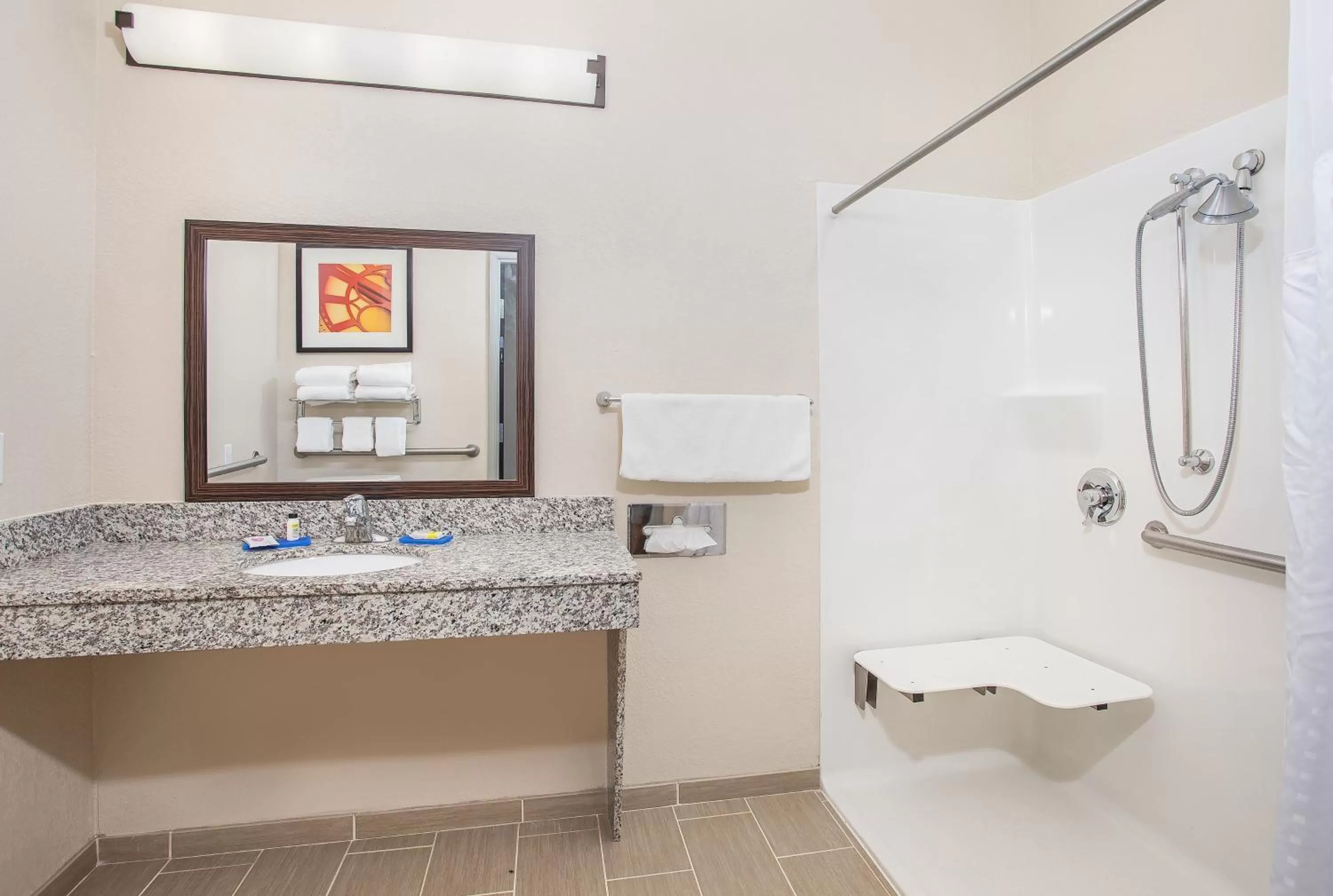 King Room - Hearing Accessible - Roll-in Shower in Holiday Inn Express Hotel & Suites Glasgow, an IHG Hotel