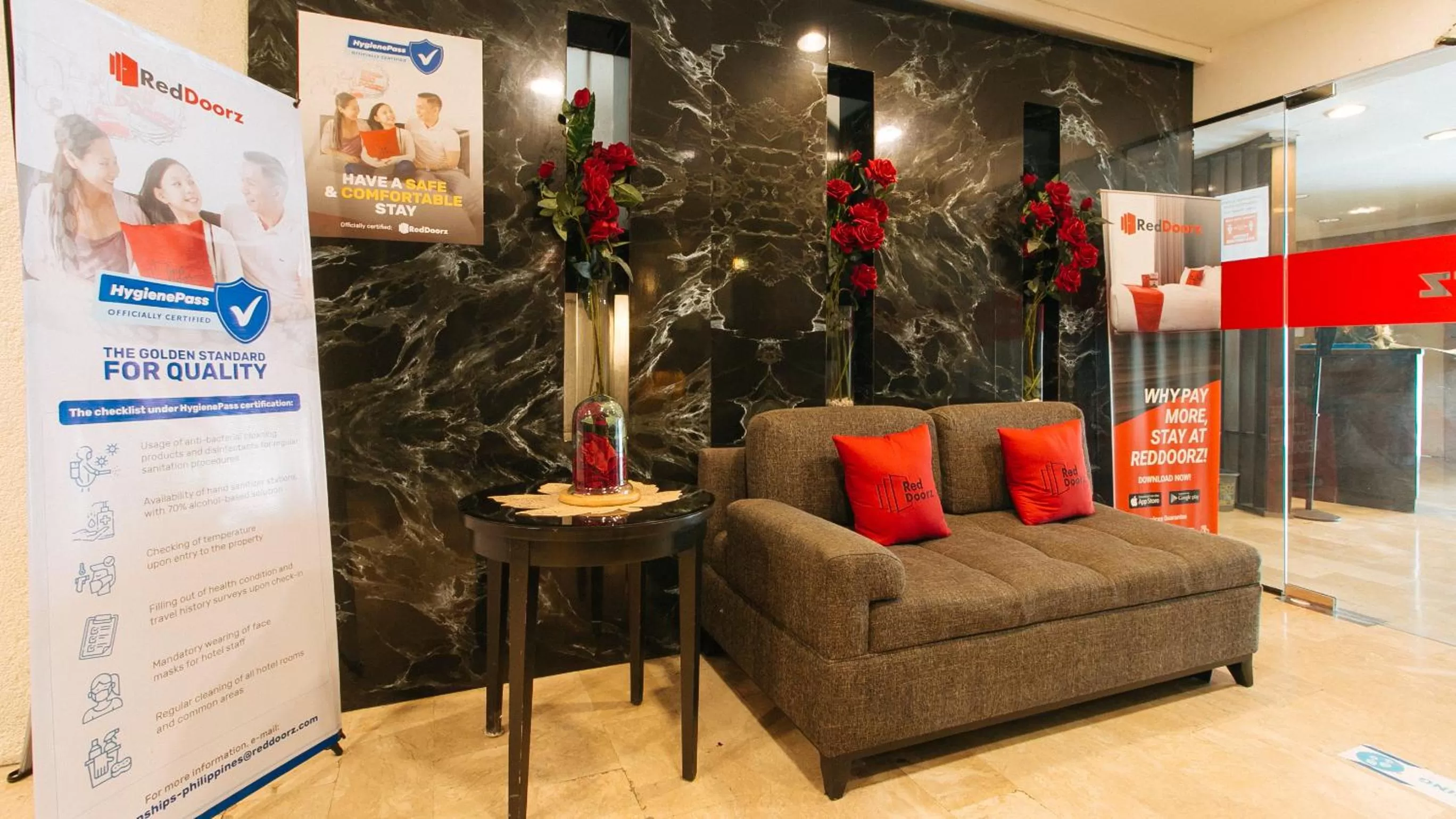 Seating area in RedDoorz Premium near Greenbelt Makati - Vaccinated Staff