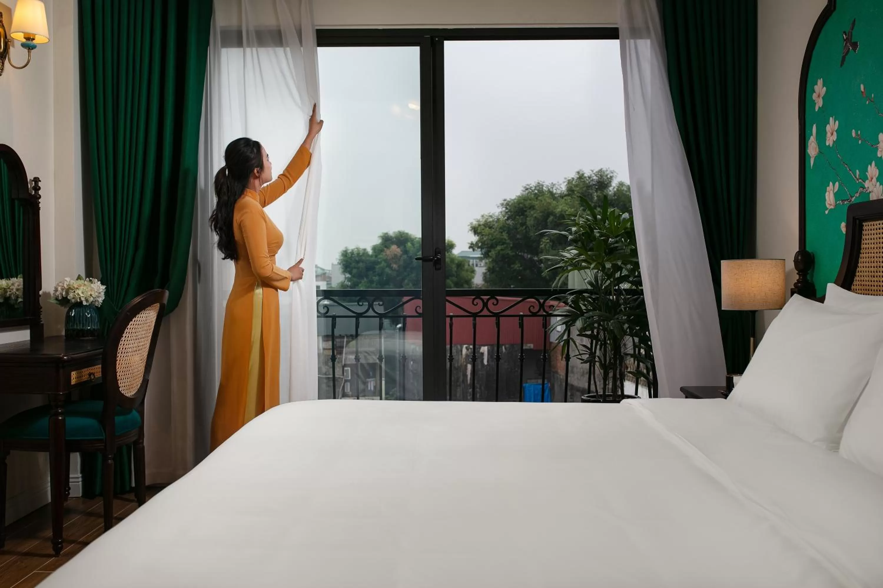 View (from property/room), Bed in La Passion Hanoi Hotel & Apartment
