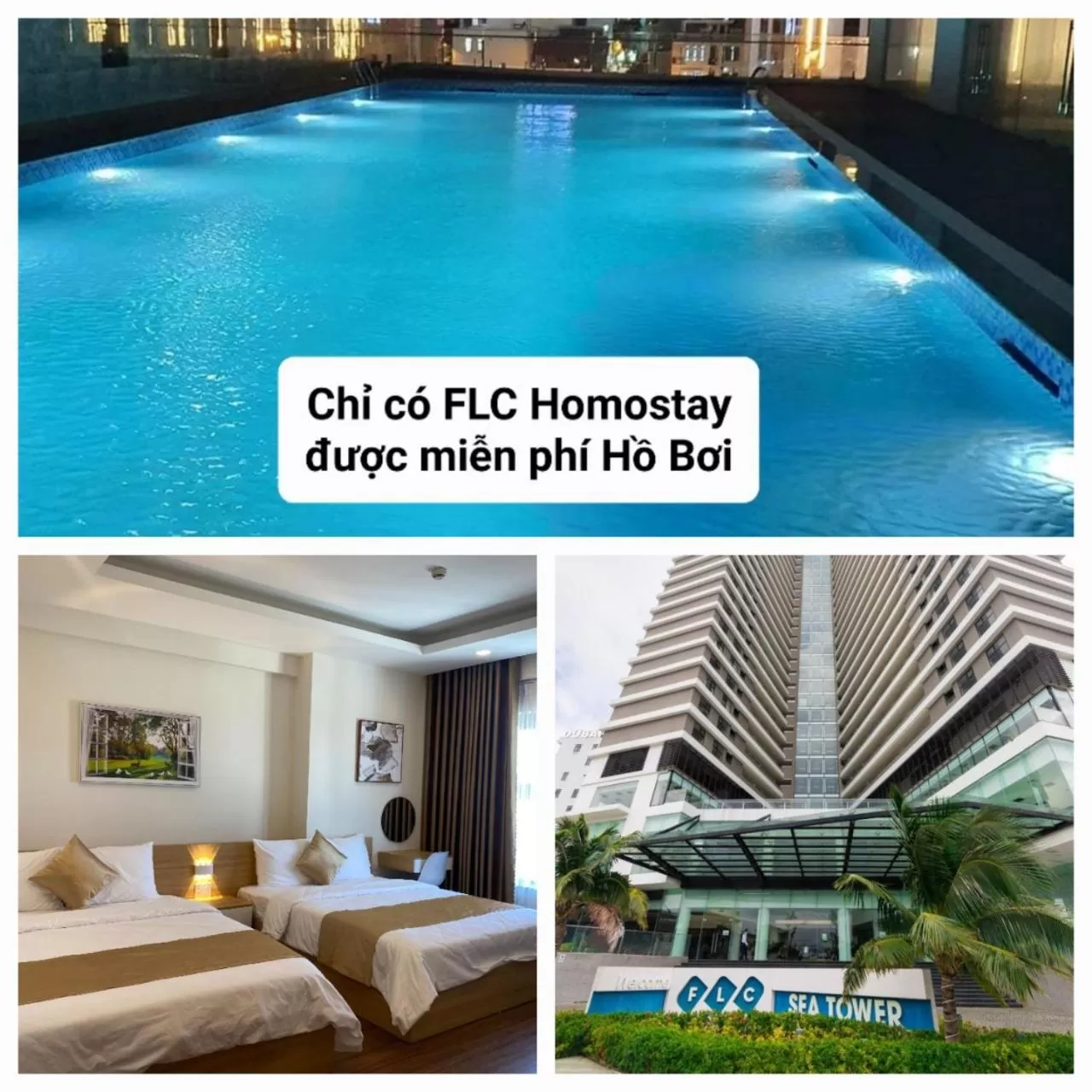 Text overlay, Swimming Pool in FLC Sea Tower Quy Nhơn - Homostay