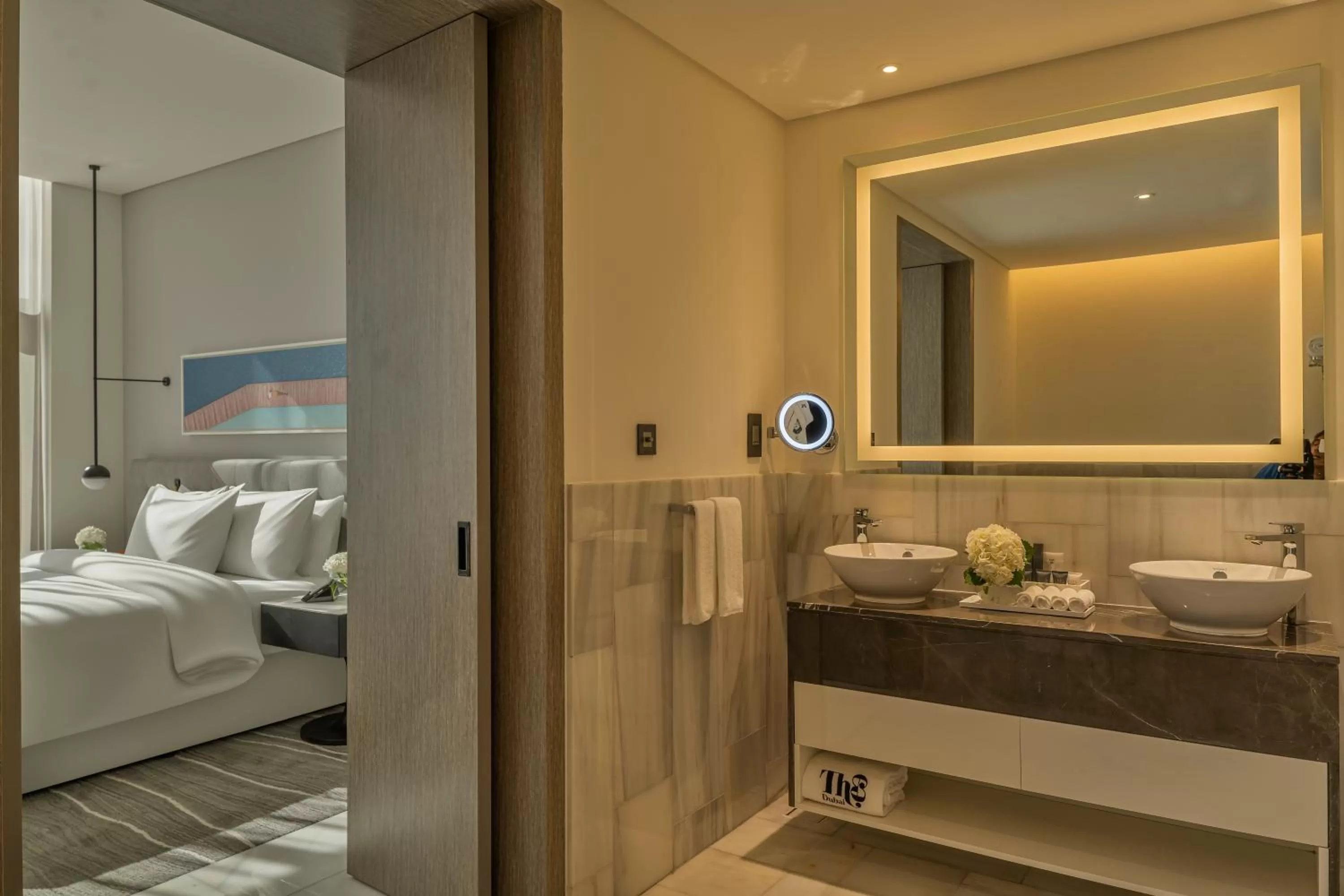 Toilet, Bed in Th8 Palm Dubai Beach Resort Vignette Collection, an IHG hotel