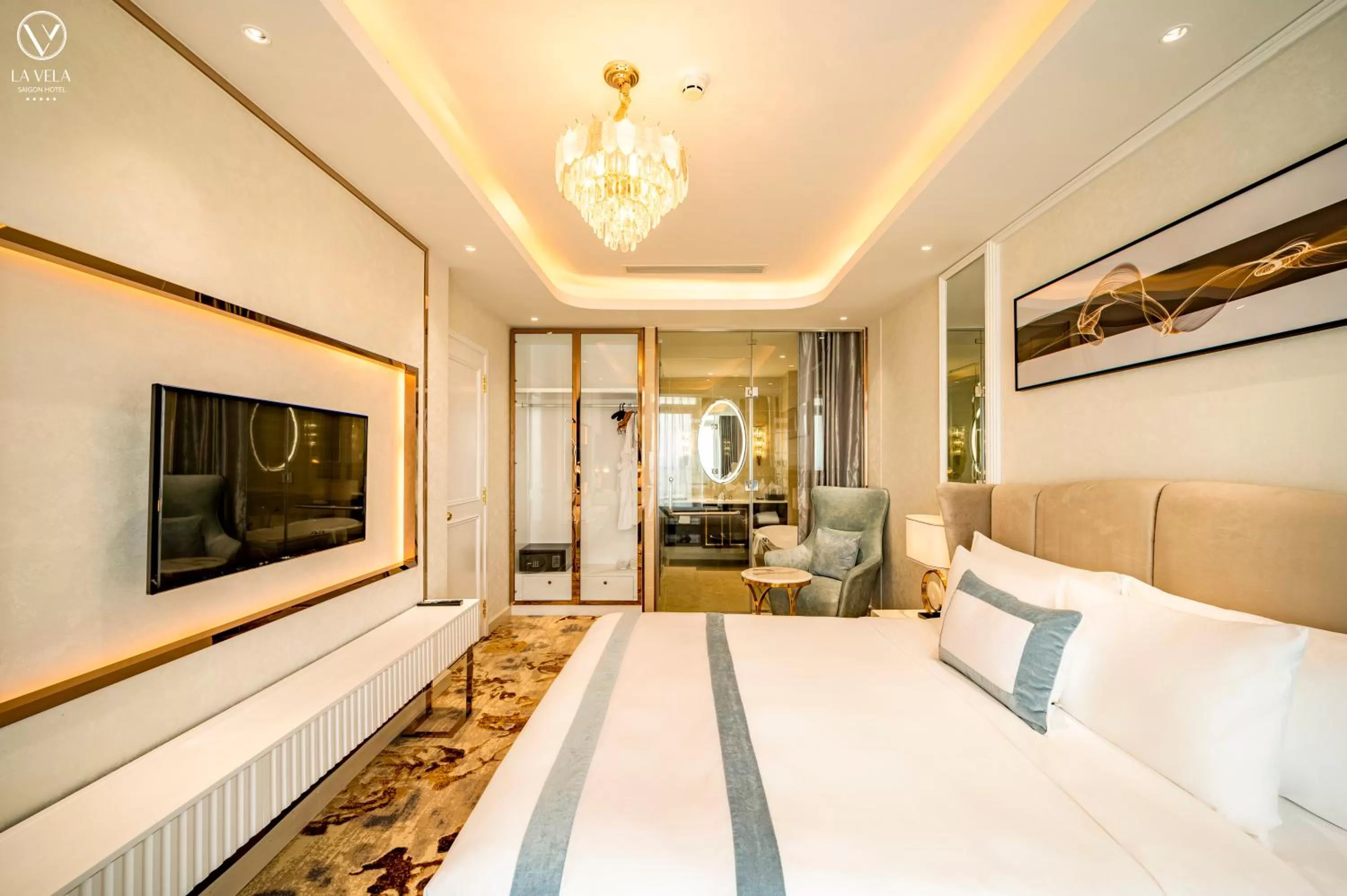 Bedroom, Bed in La Vela Saigon Hotel