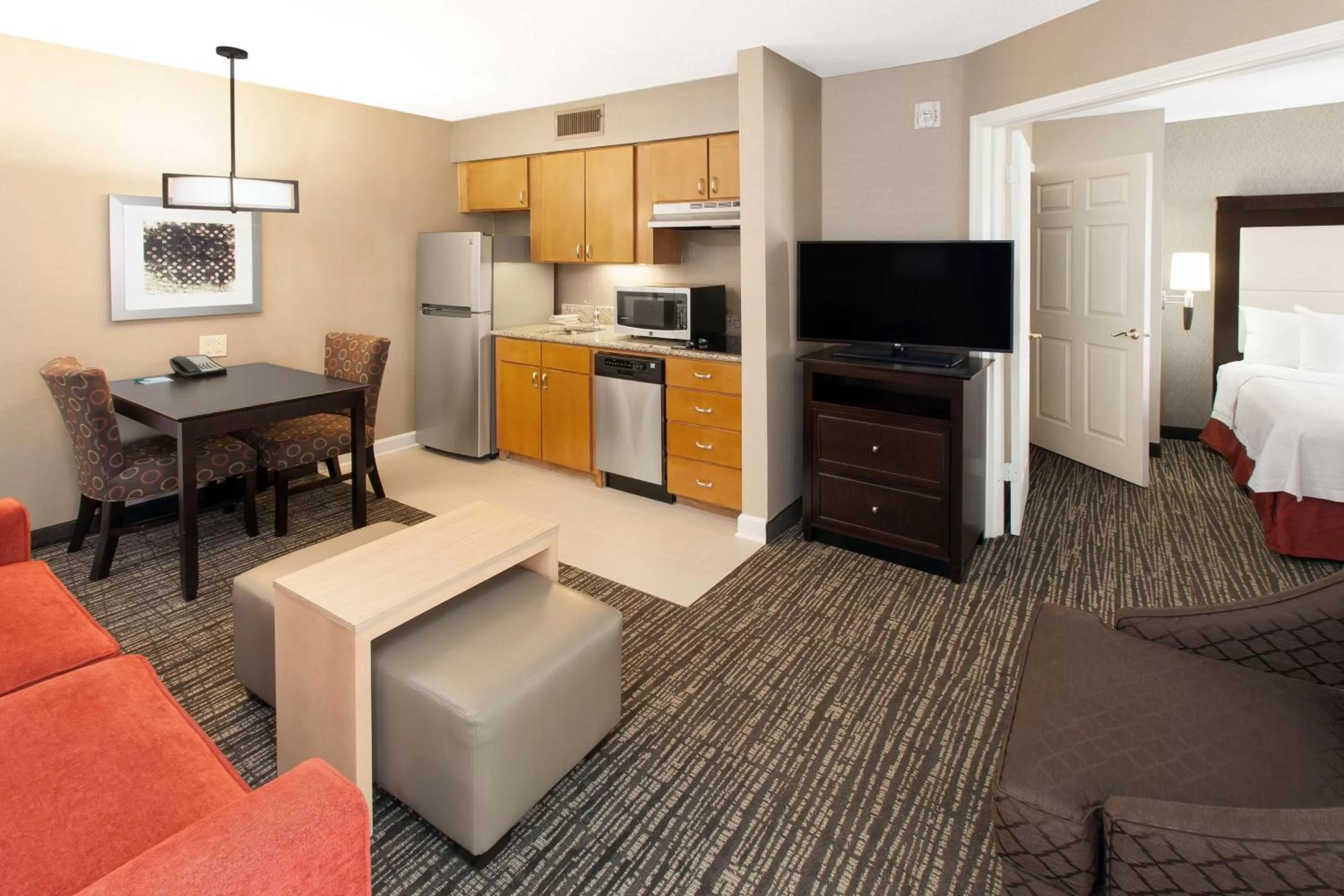 Bedroom in Homewood Suites by Hilton Indianapolis At The Crossing