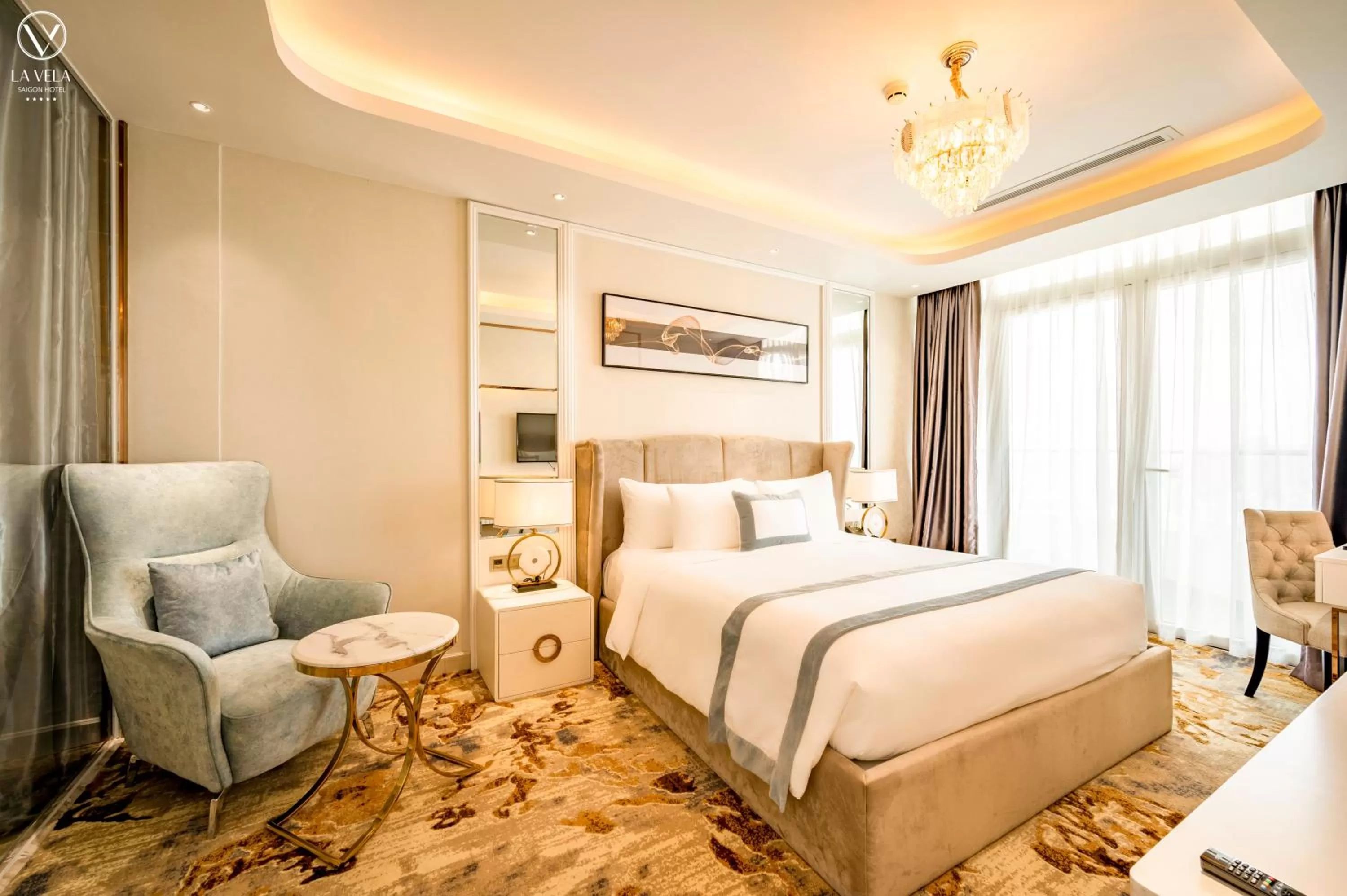 Bedroom, Bed in La Vela Saigon Hotel