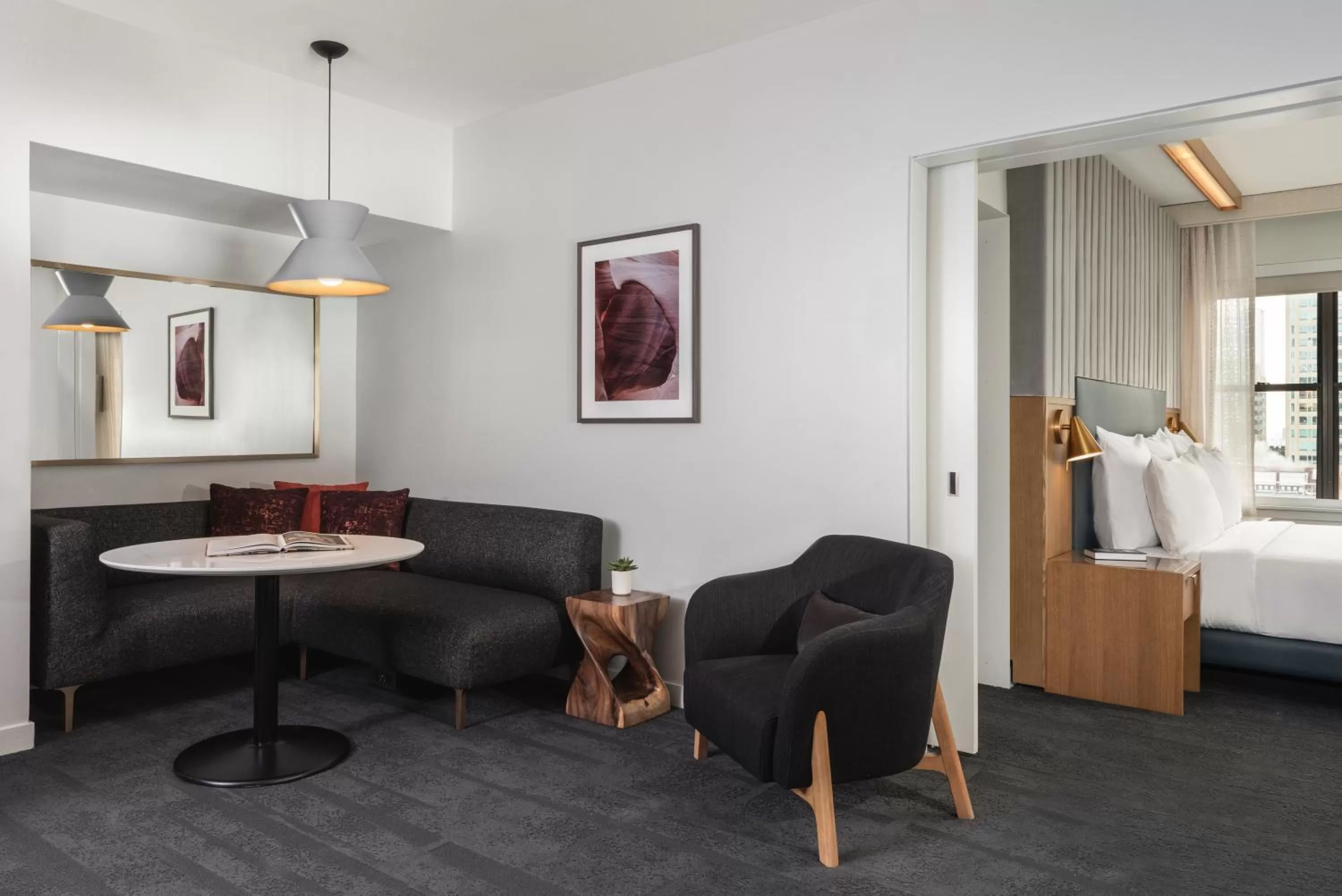 Seating area, Bed in 21c Museum Hotel Chicago