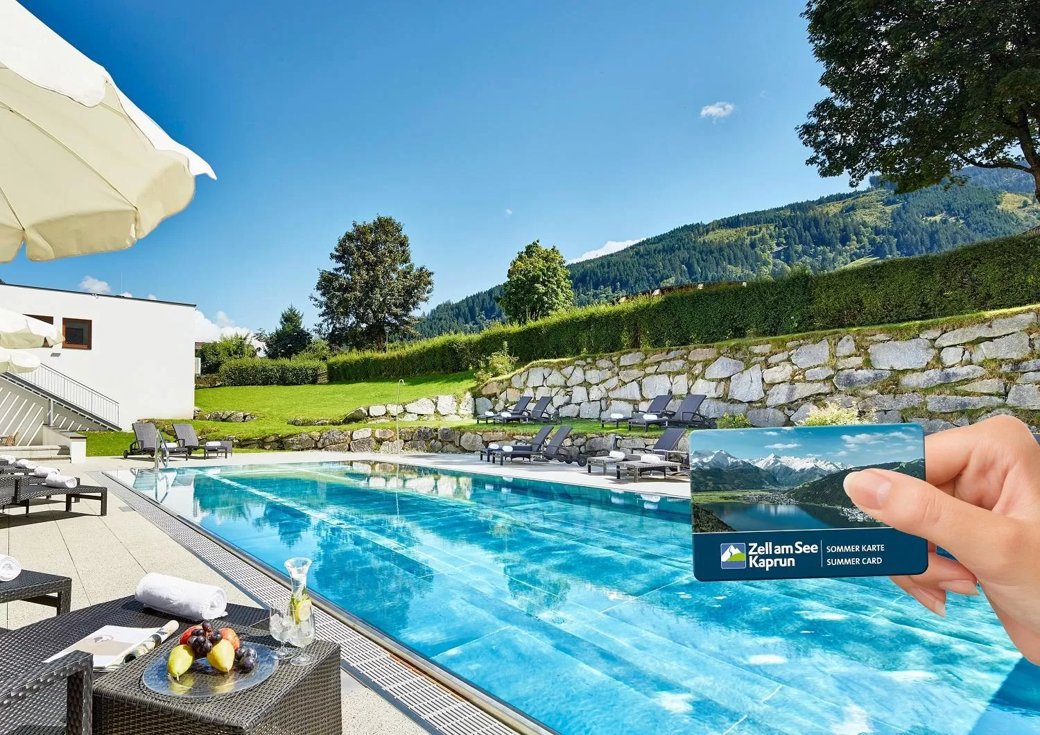 Pool view in Das Alpenhaus Kaprun