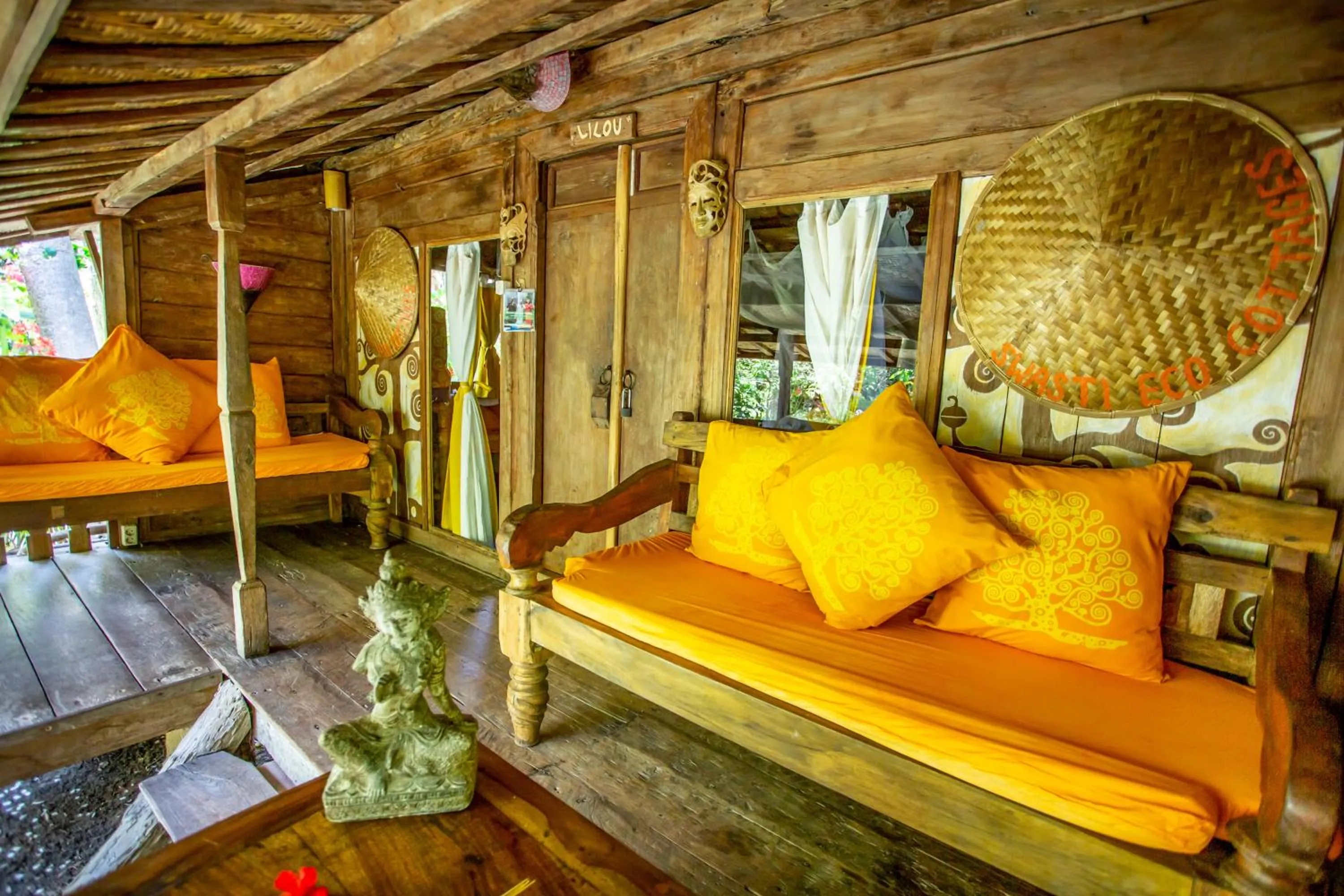 Balcony/Terrace, Bed in Swasti Eco Cottages