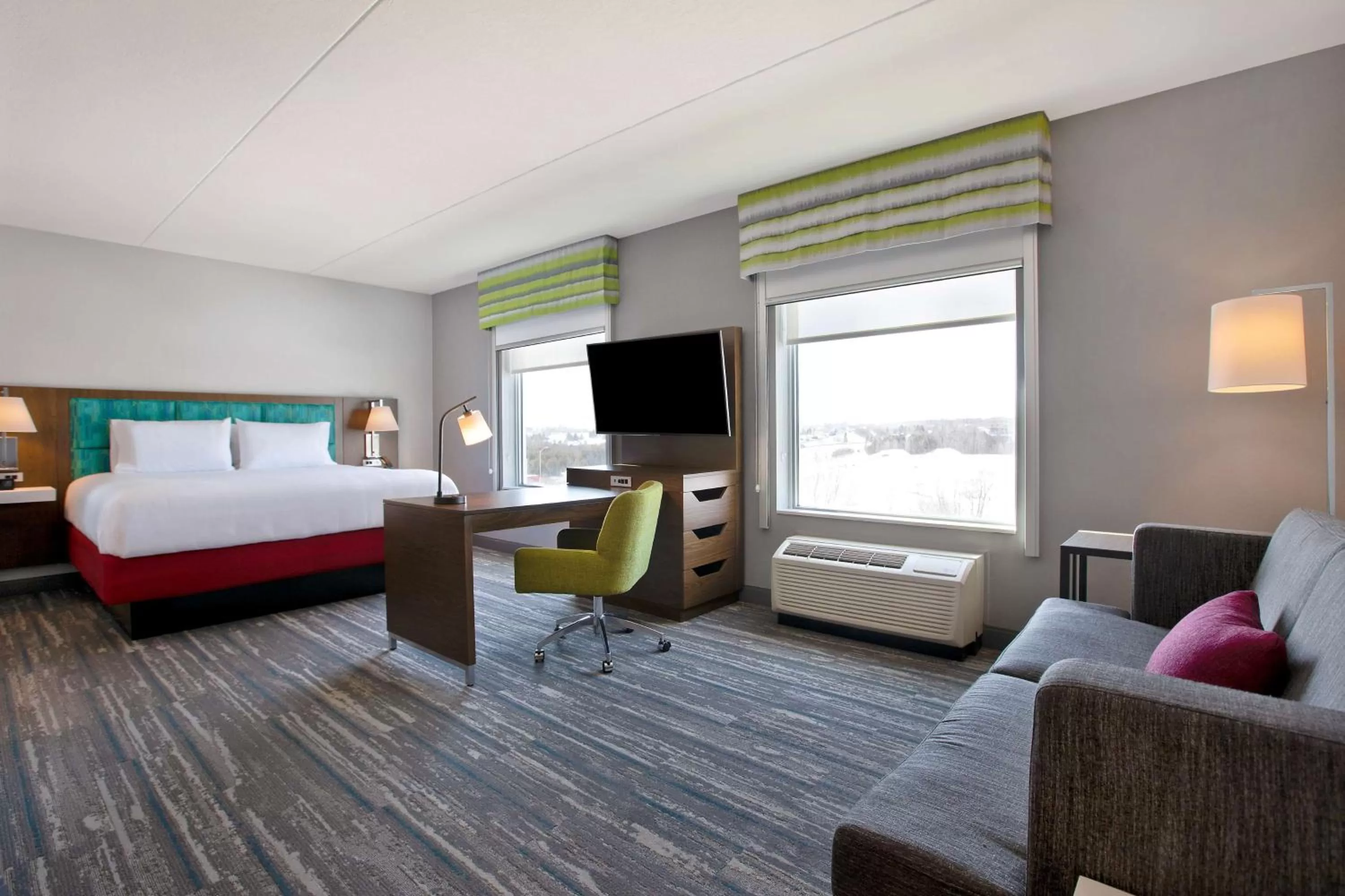 Living room, Bed in Hampton Inn & Suites Ottawa West, Ontario, Canada